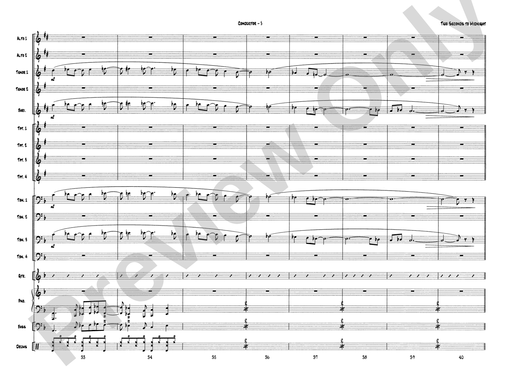 Two Seconds to Midnight: Jazz Ensemble Conductor Score & Parts