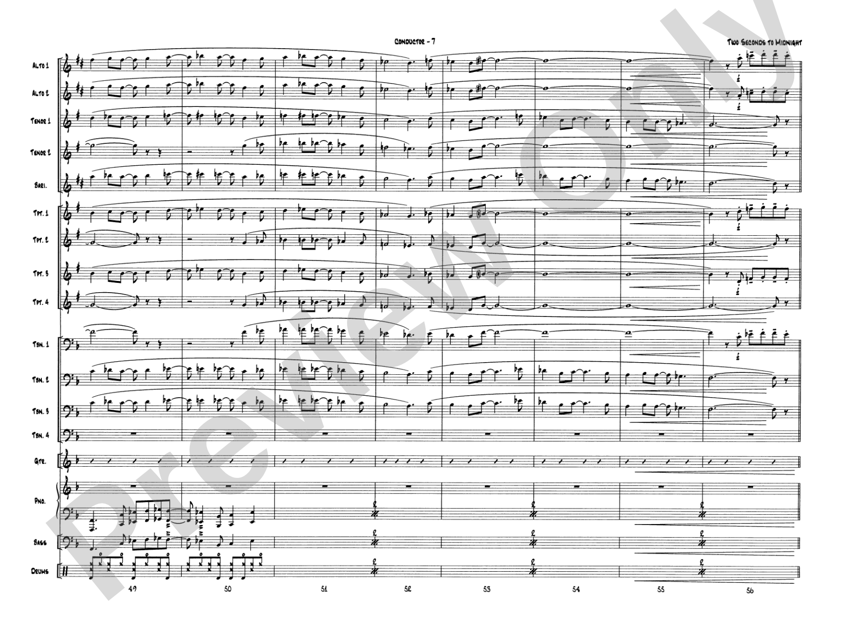 Two Seconds to Midnight: Jazz Ensemble Conductor Score & Parts