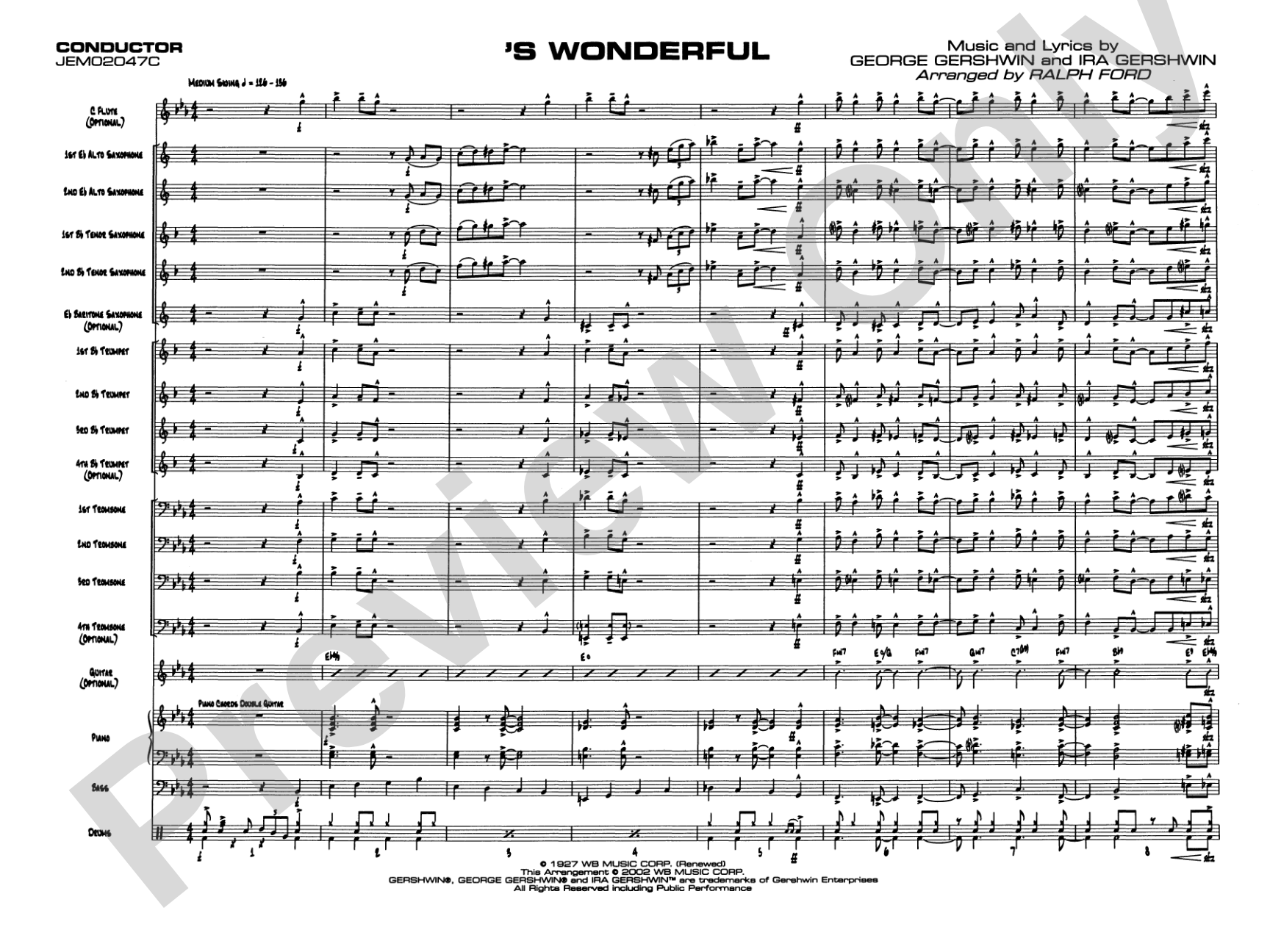 'S Wonderful: Jazz Ensemble Conductor Score & Parts