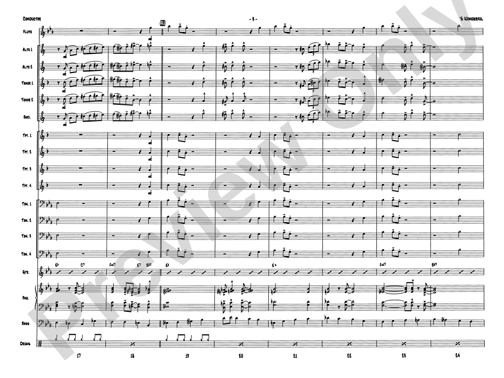 'S Wonderful: Jazz Ensemble Conductor Score & Parts