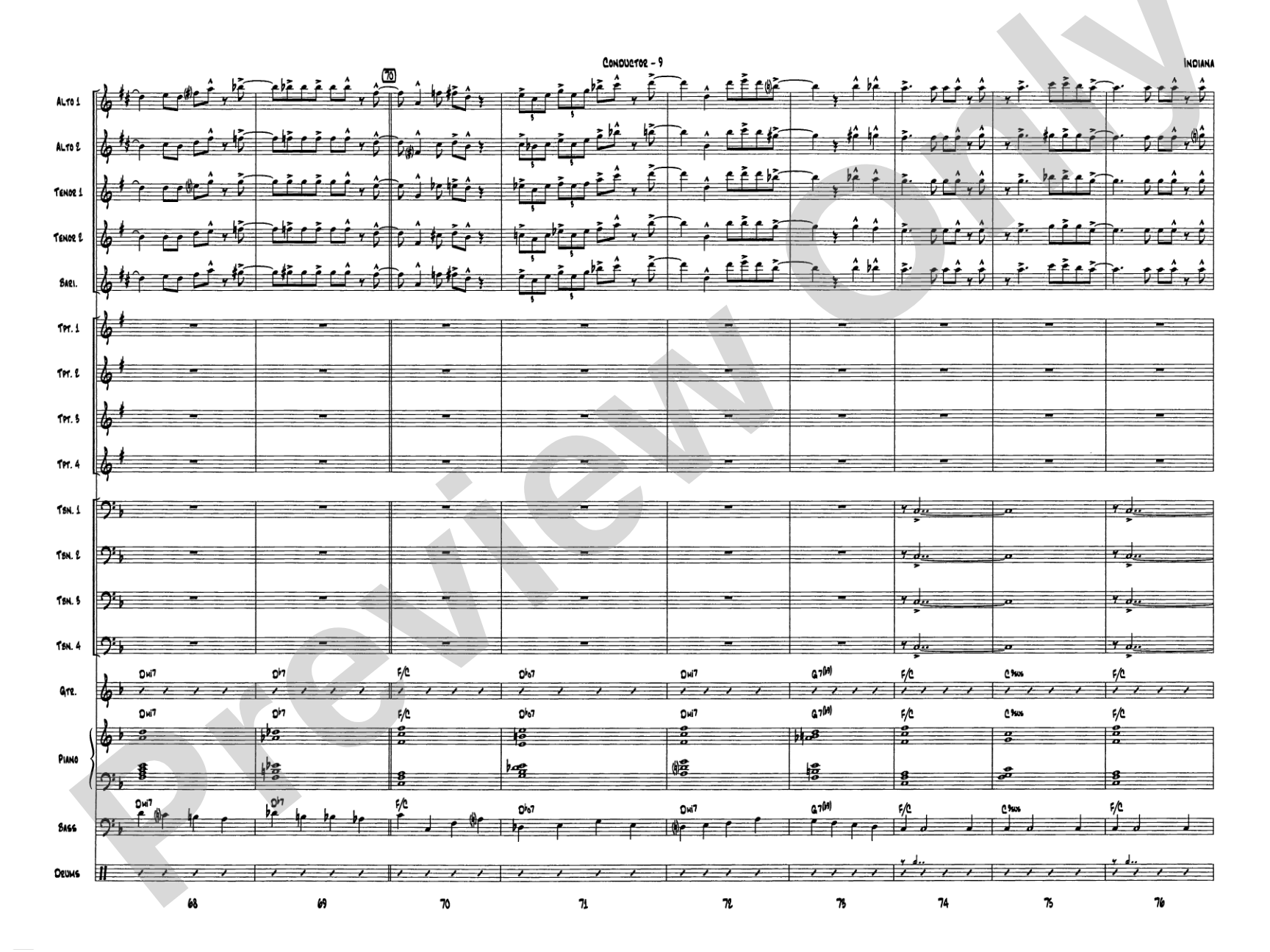 Indiana (Back Home Again in Indiana): Jazz Ensemble Conductor Score & Parts