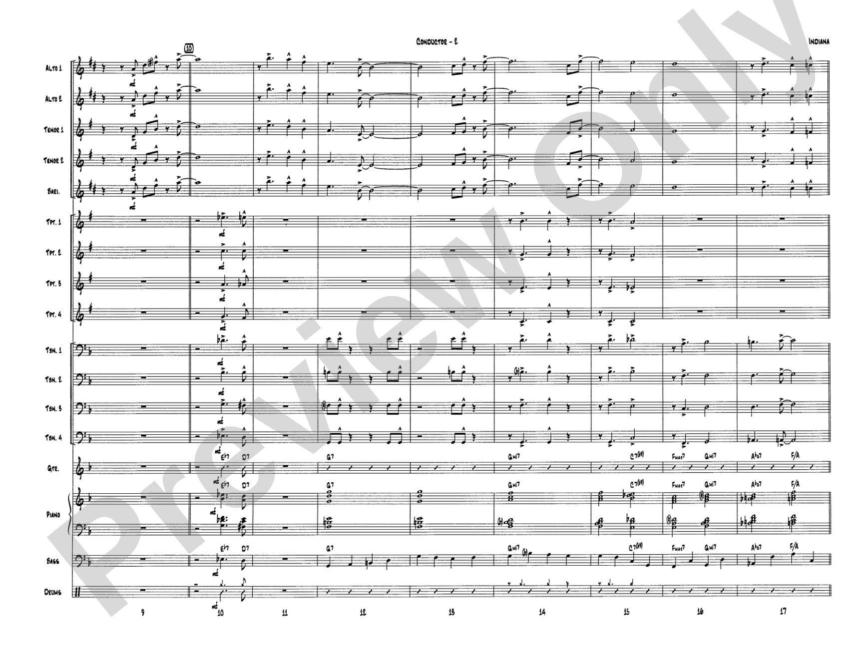 Indiana (Back Home Again in Indiana): Jazz Ensemble Conductor Score & Parts