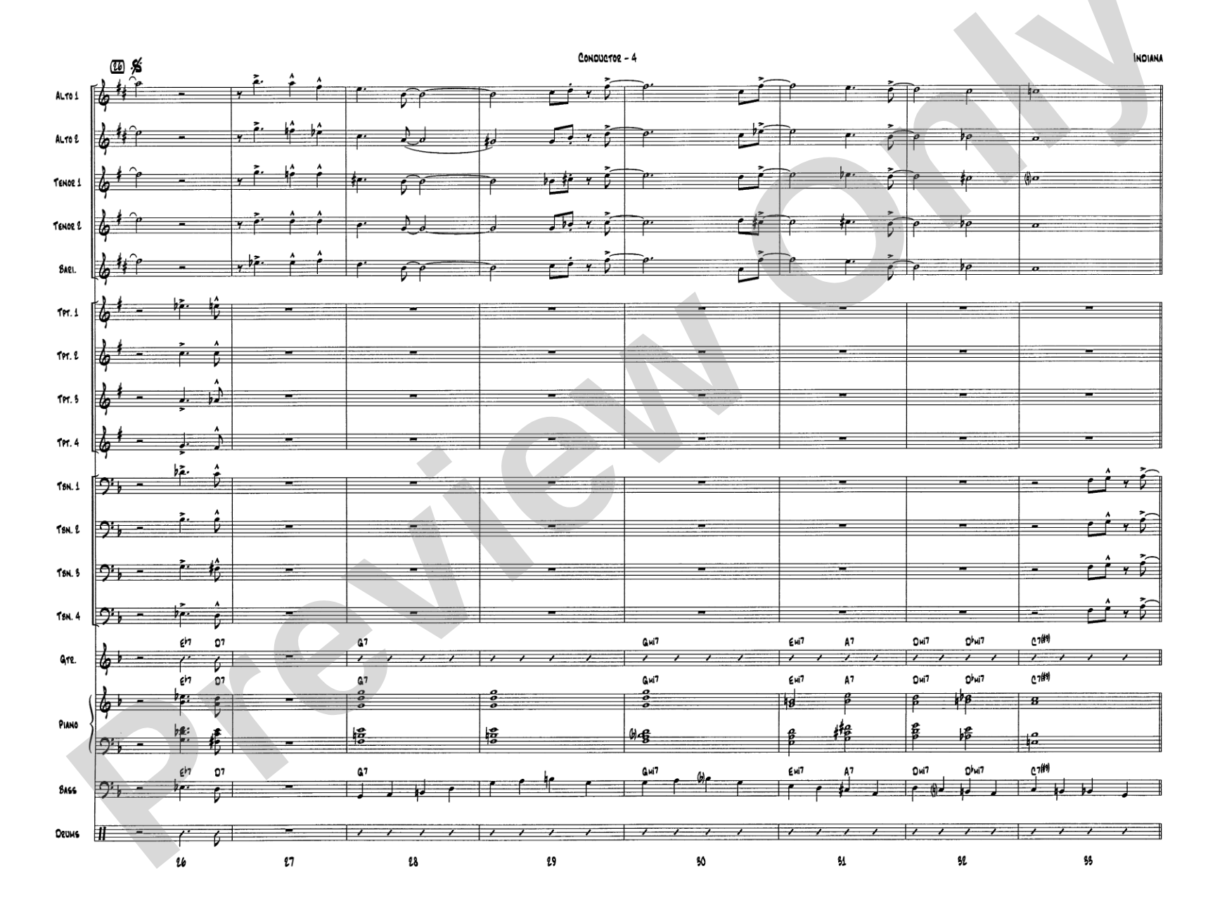 Indiana (Back Home Again in Indiana): Jazz Ensemble Conductor Score & Parts