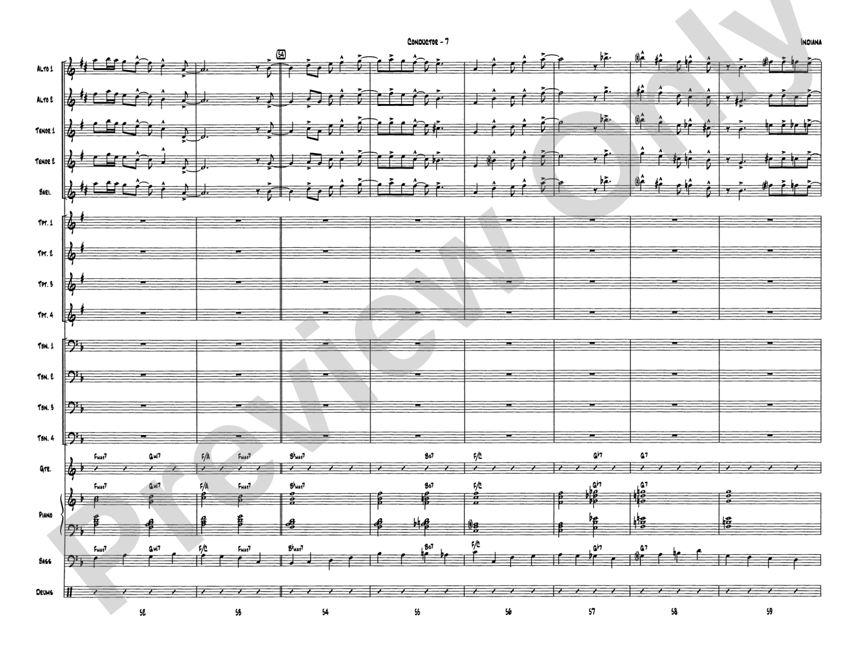 Indiana (Back Home Again in Indiana): Jazz Ensemble Conductor Score & Parts