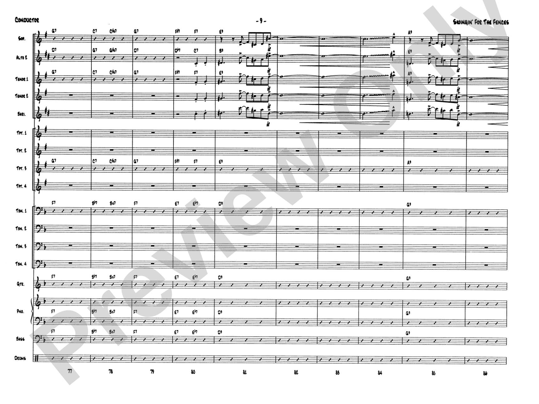 Swingin' for the Fences: Jazz Ensemble Conductor Score & Parts