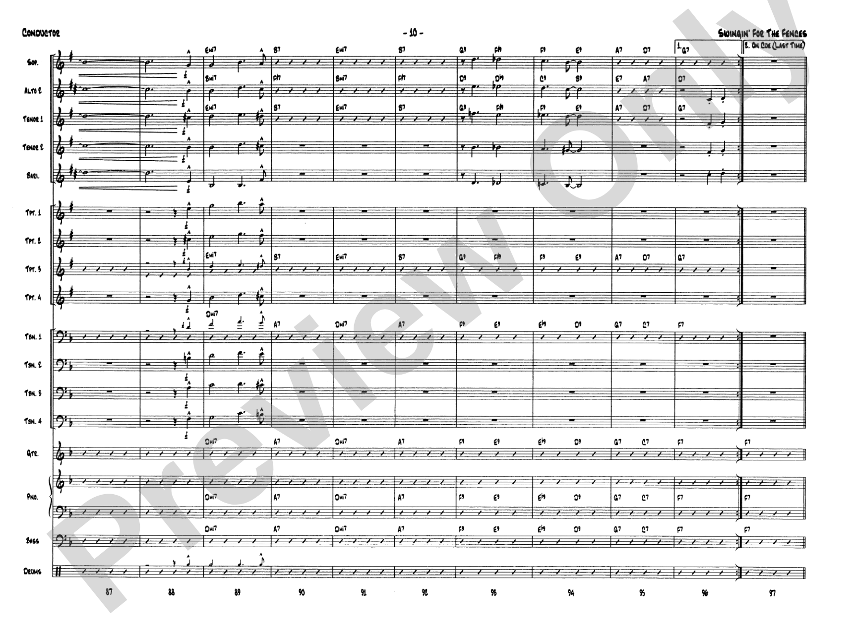 Swingin' for the Fences: Jazz Ensemble Conductor Score & Parts