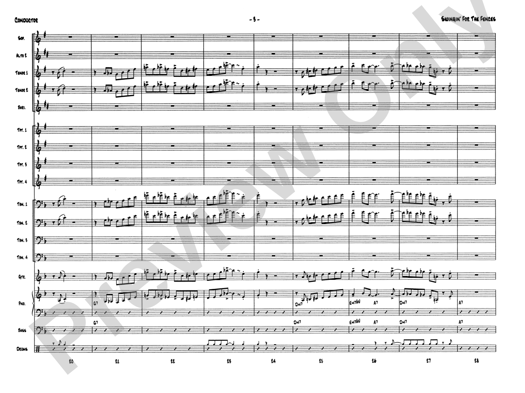 Swingin' for the Fences: Jazz Ensemble Conductor Score & Parts