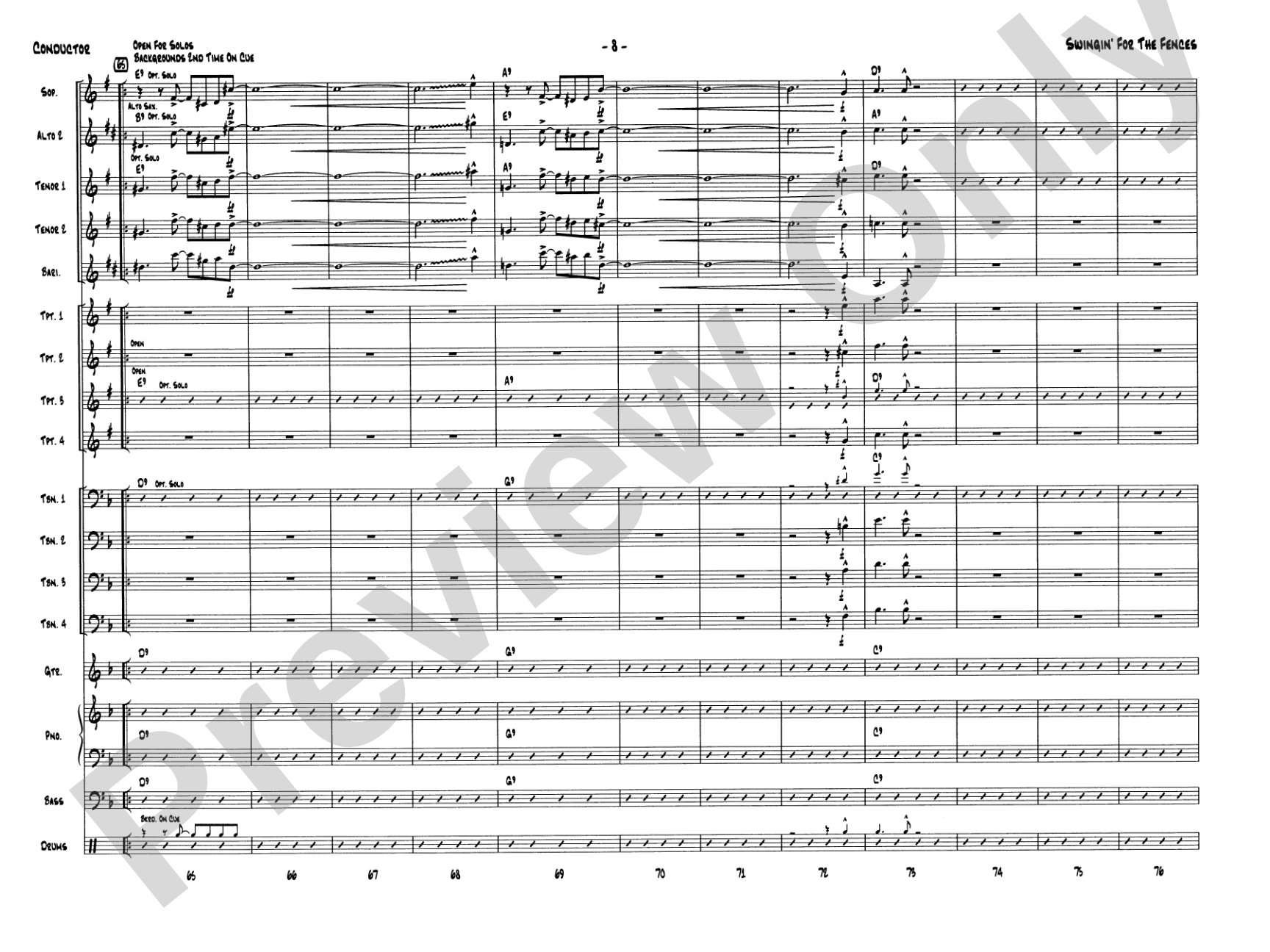 Swingin' for the Fences: Jazz Ensemble Conductor Score & Parts