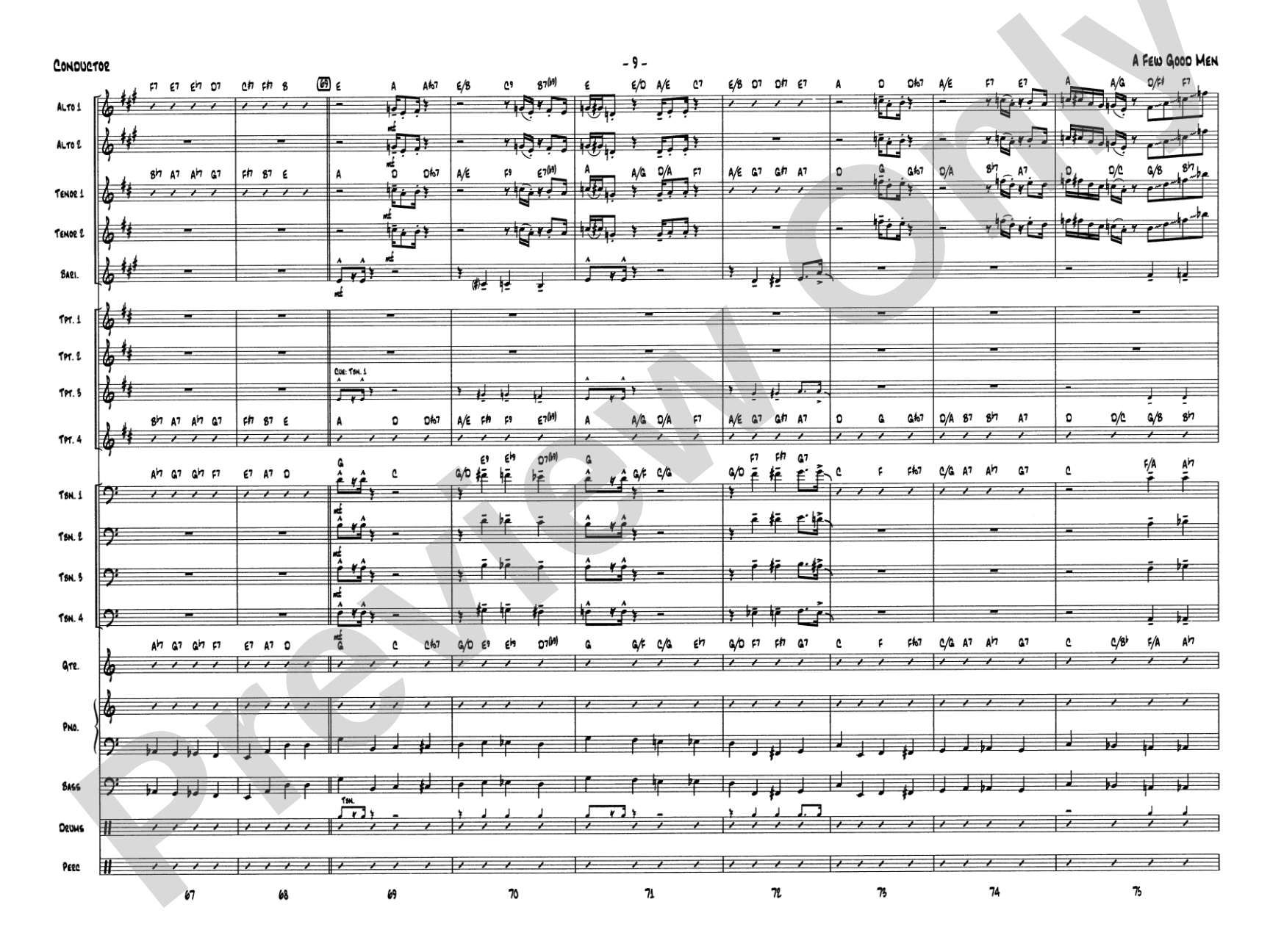 A Few Good Men: Jazz Ensemble Conductor Score & Parts