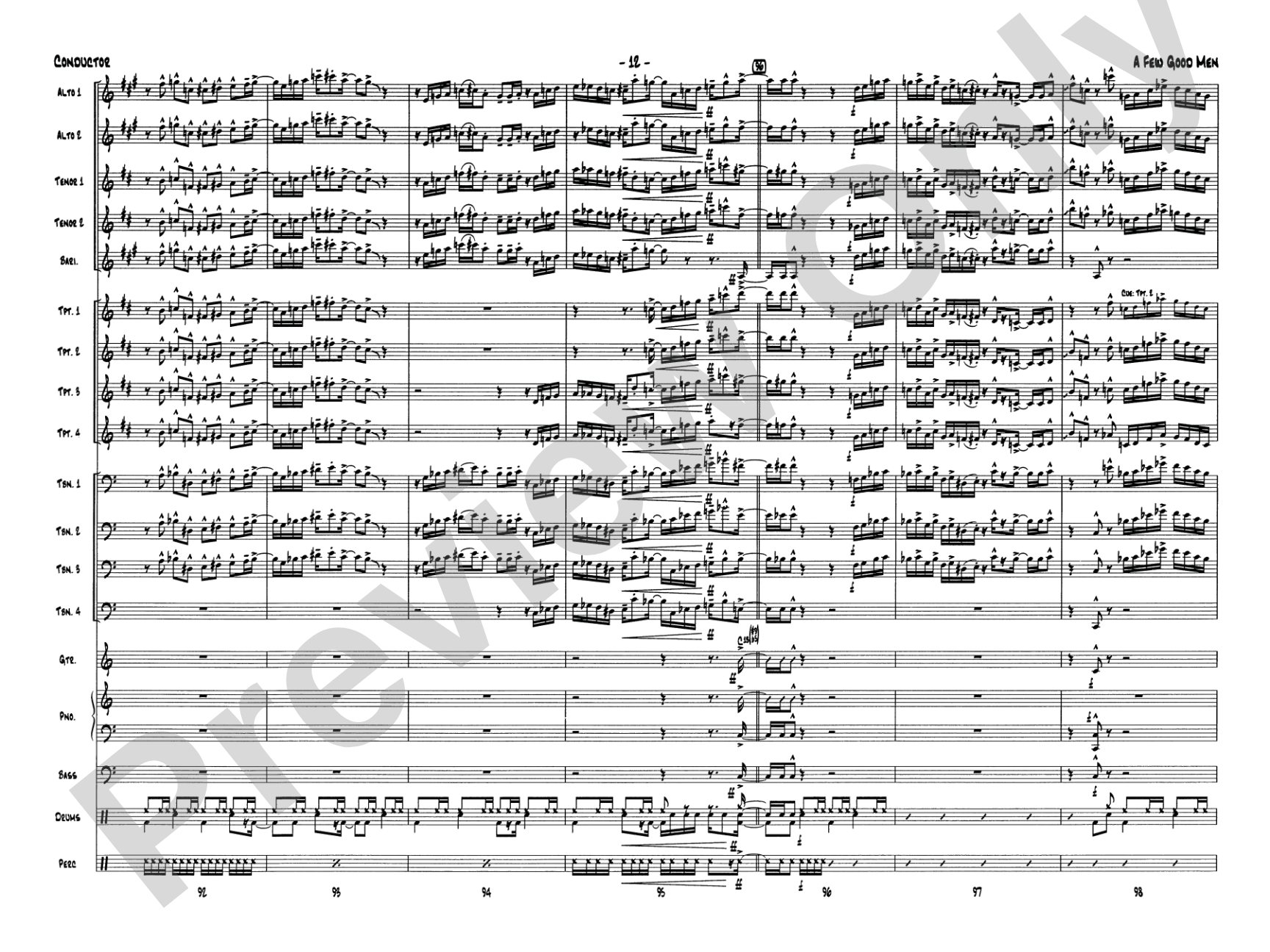 A Few Good Men: Jazz Ensemble Conductor Score & Parts