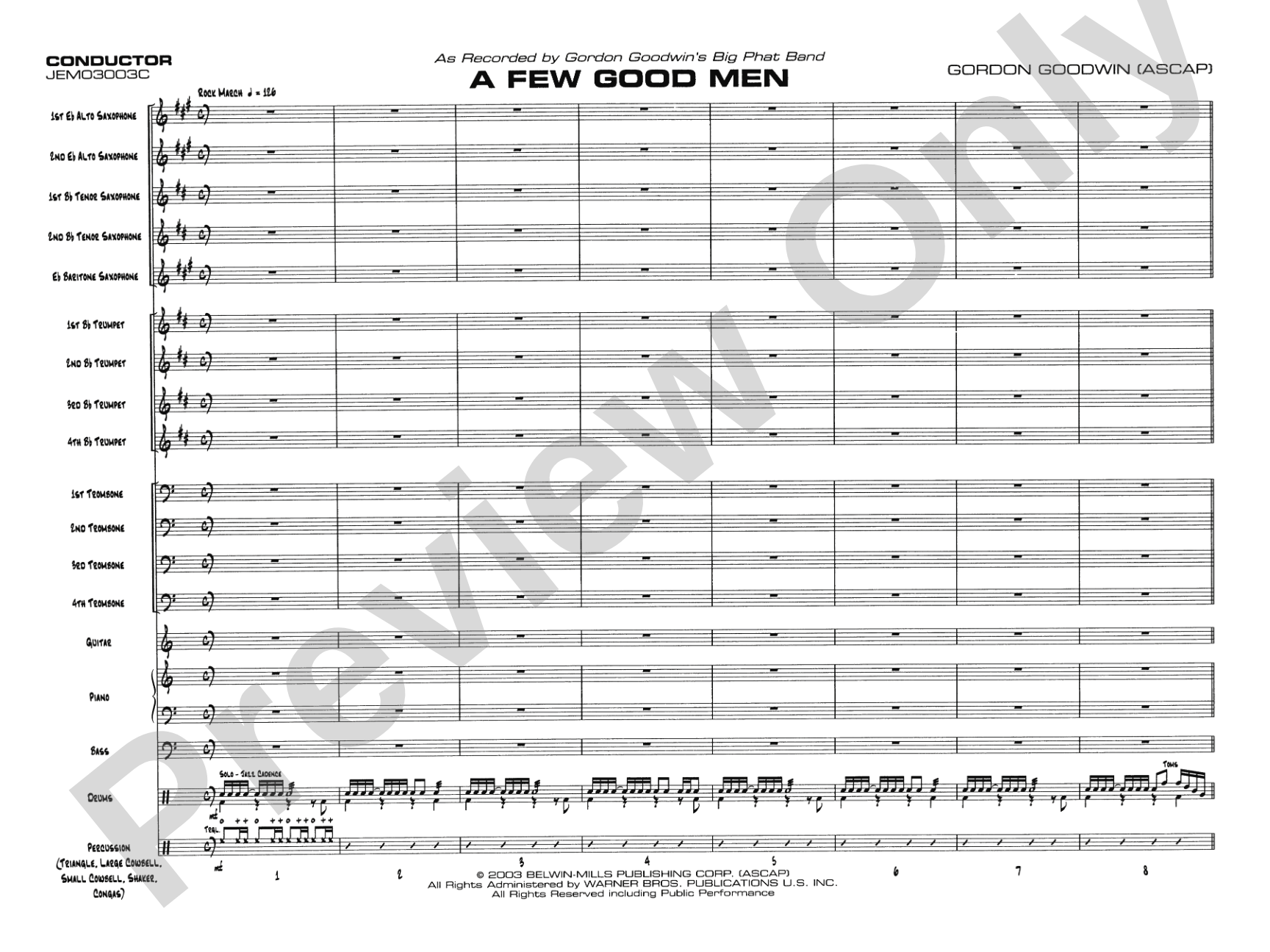 A Few Good Men: Jazz Ensemble Conductor Score & Parts