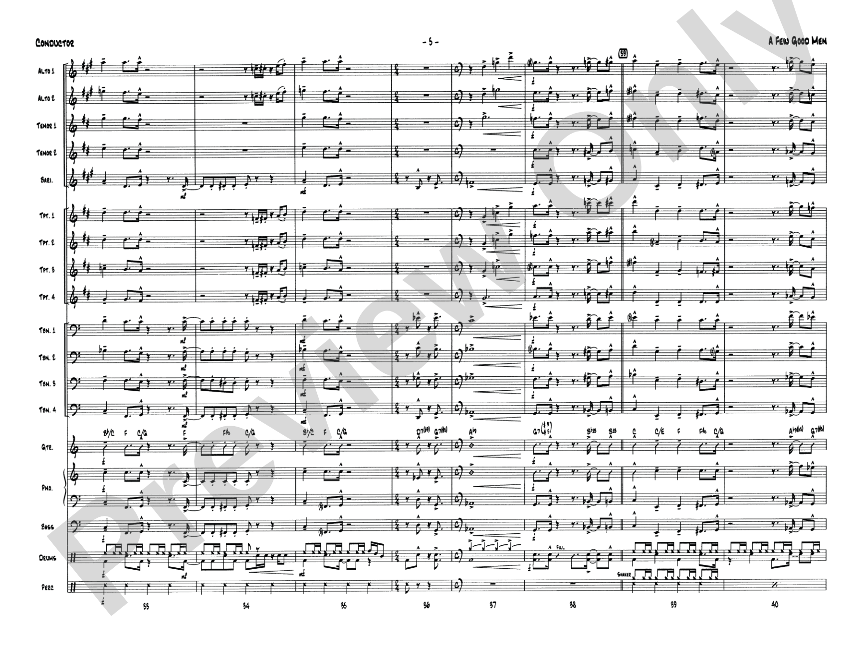 A Few Good Men: Jazz Ensemble Conductor Score & Parts