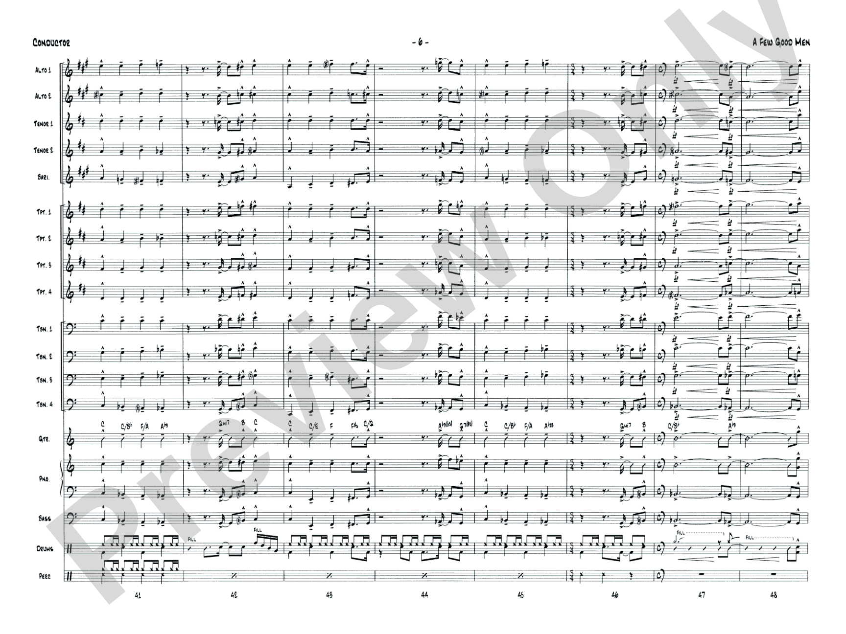A Few Good Men: Jazz Ensemble Conductor Score & Parts