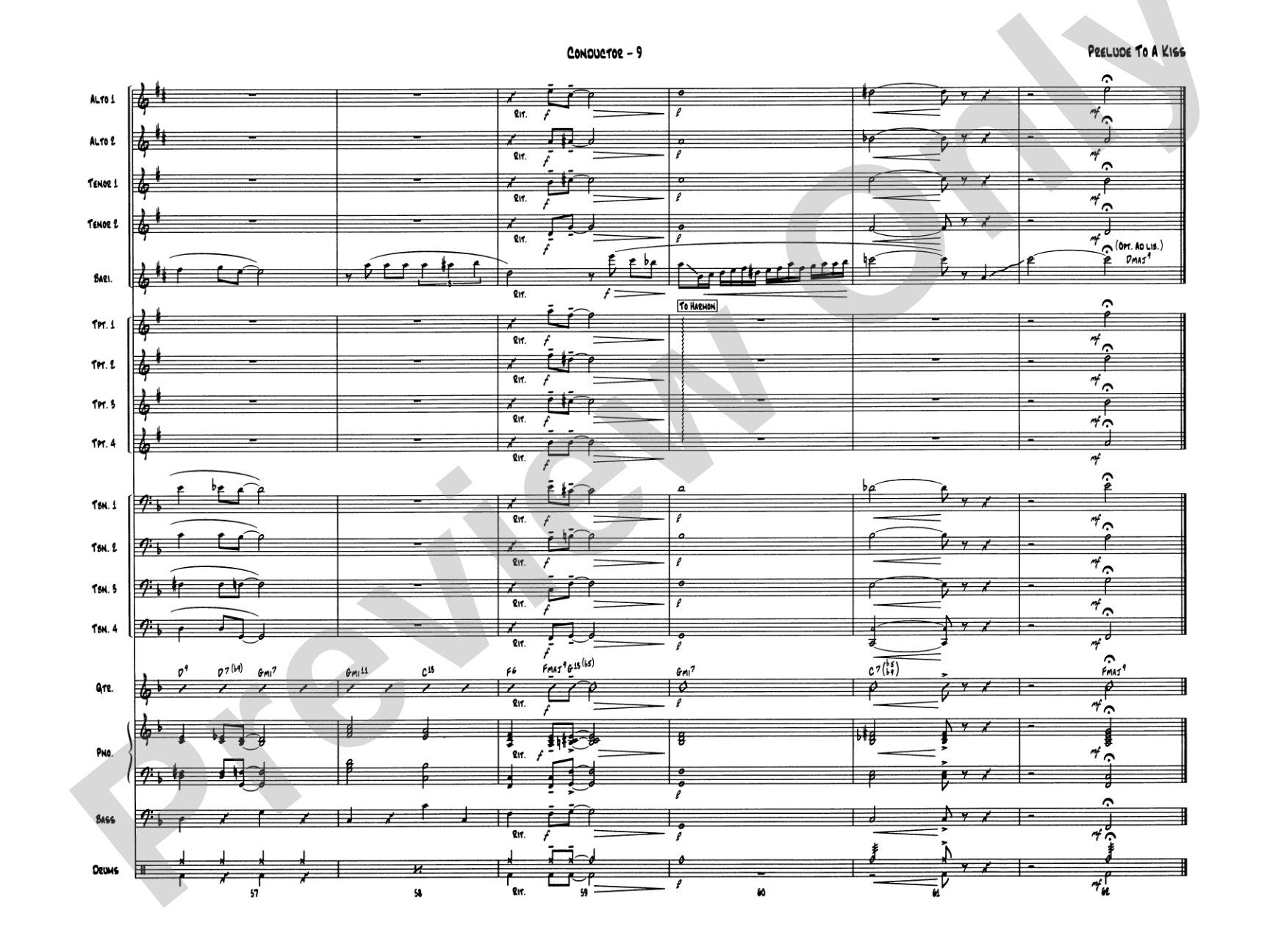 Prelude to a Kiss: Jazz Ensemble Conductor Score & Parts