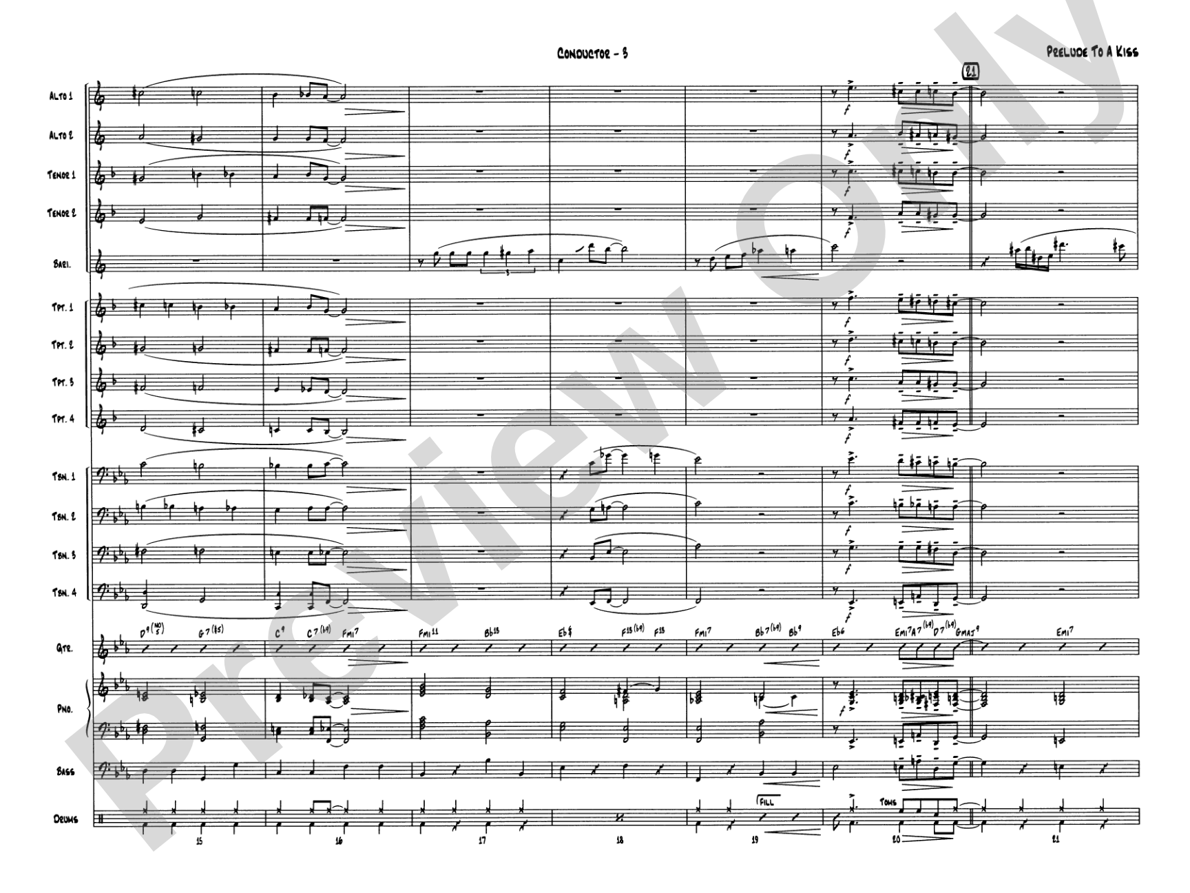 Prelude to a Kiss: Jazz Ensemble Conductor Score & Parts