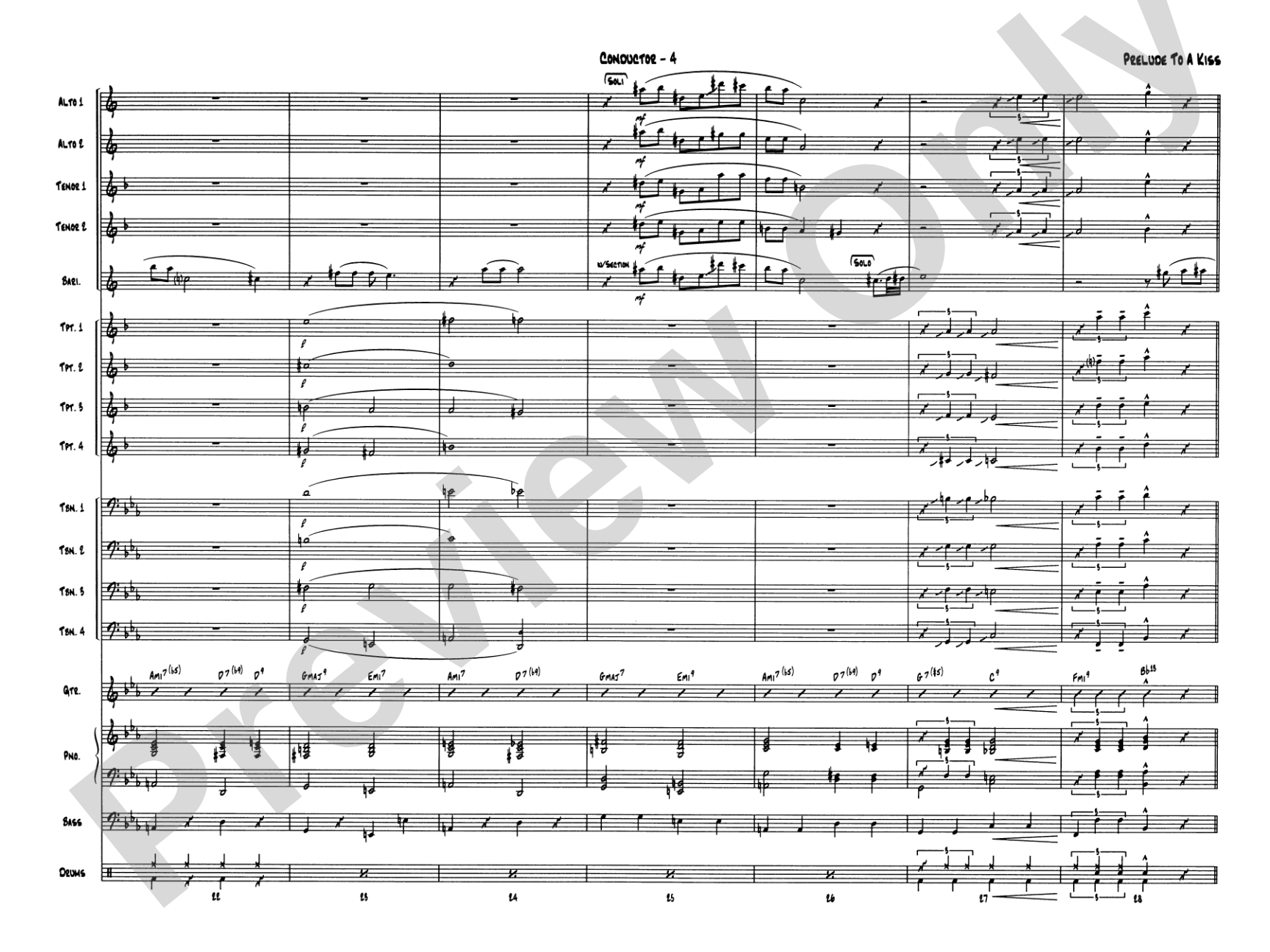 Prelude to a Kiss: Jazz Ensemble Conductor Score & Parts
