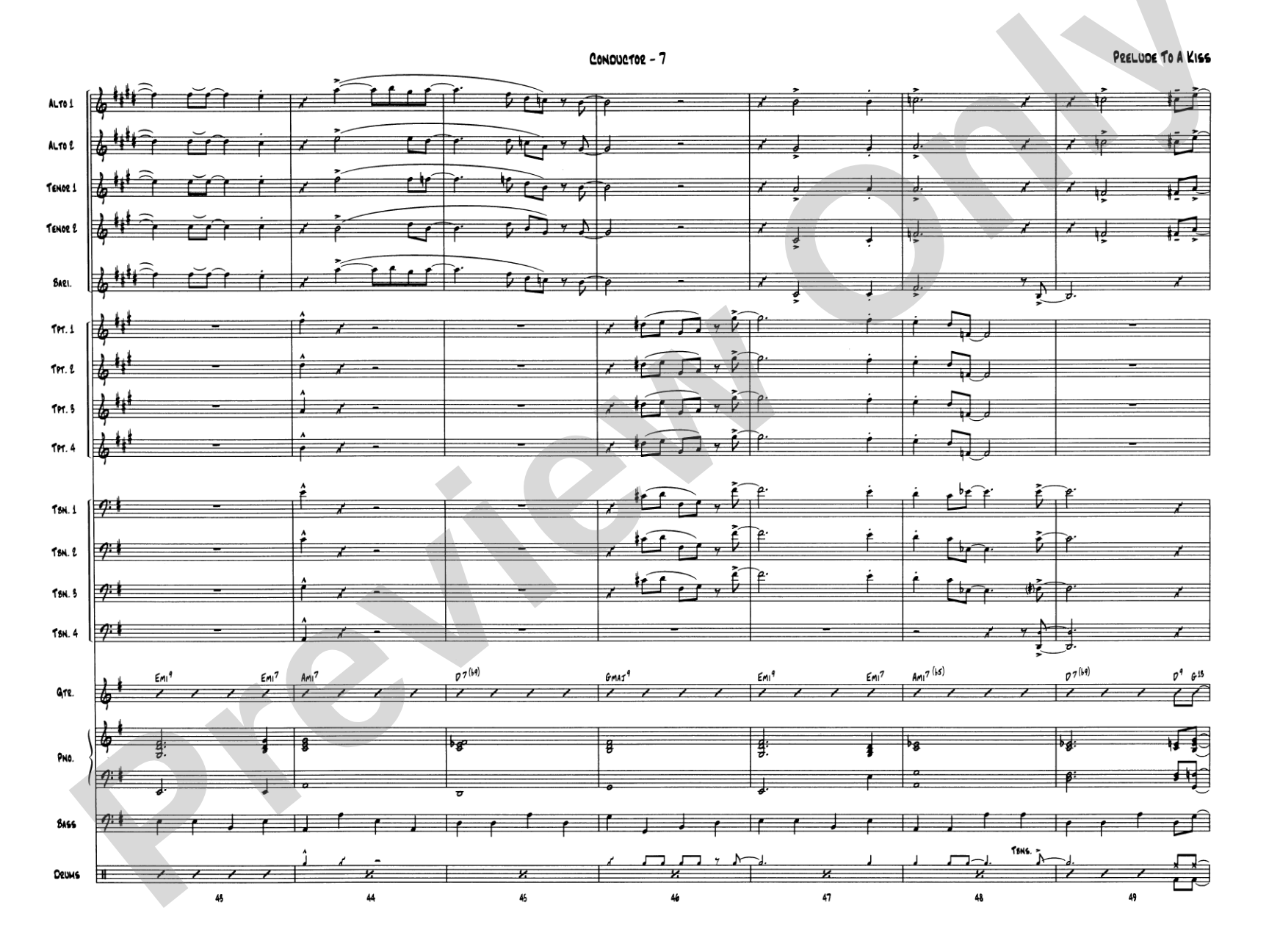 Prelude to a Kiss: Jazz Ensemble Conductor Score & Parts
