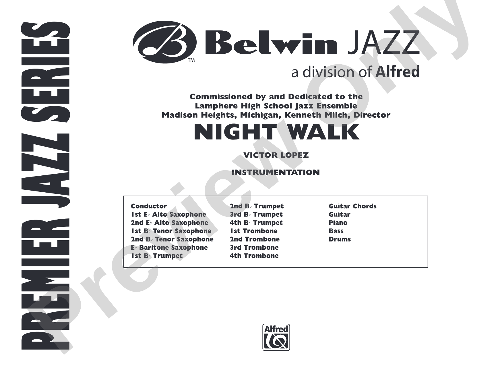 Night Walk: Jazz Ensemble Conductor Score & Parts