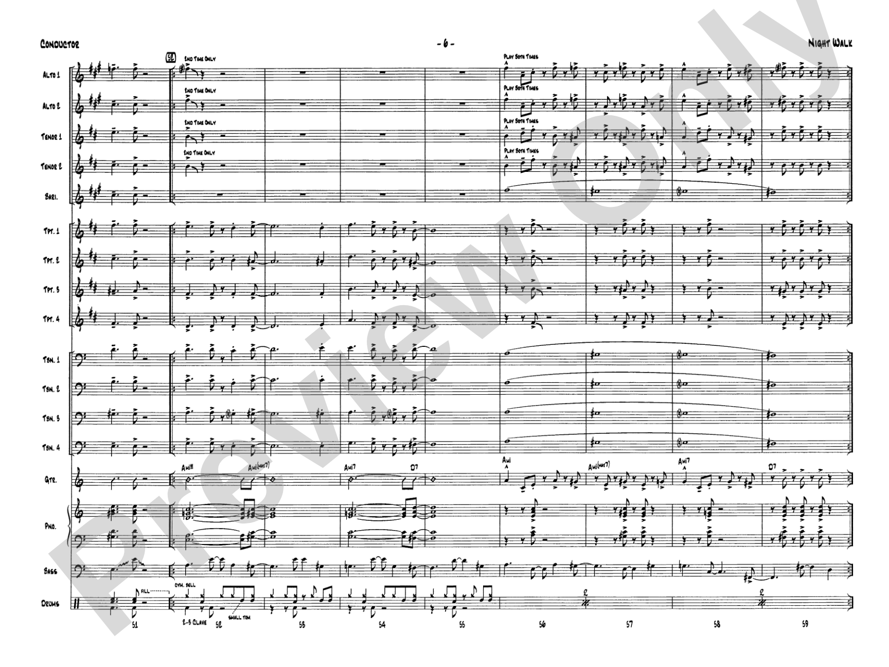Night Walk: Jazz Ensemble Conductor Score & Parts
