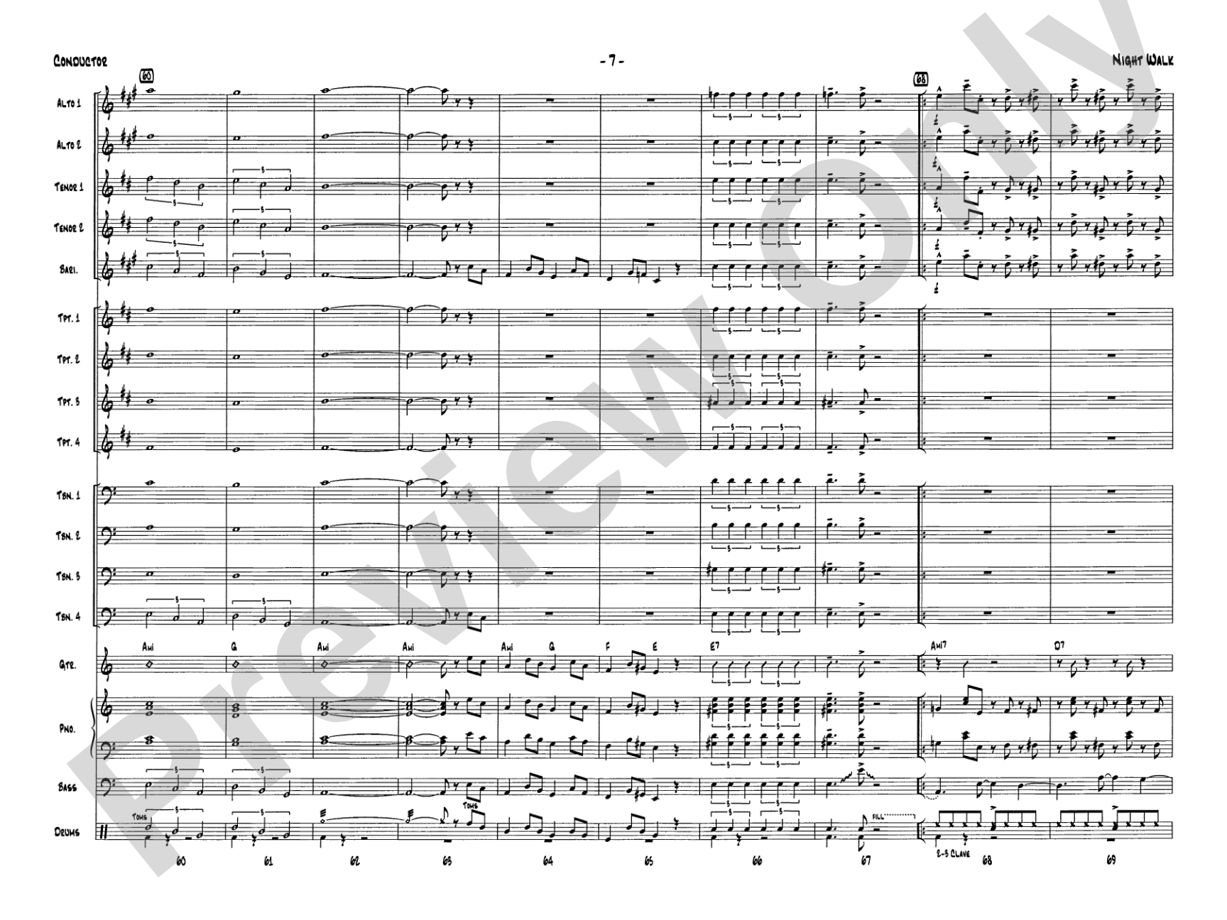 Night Walk: Jazz Ensemble Conductor Score & Parts