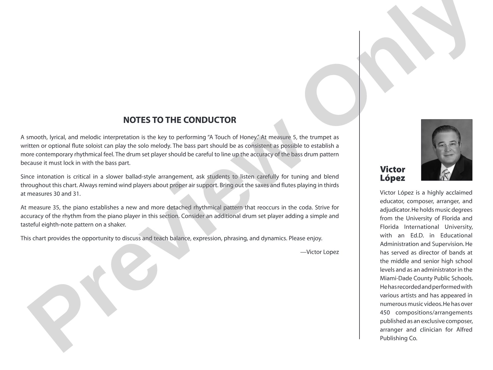 A Touch of Honey: Jazz Ensemble Conductor Score & Parts