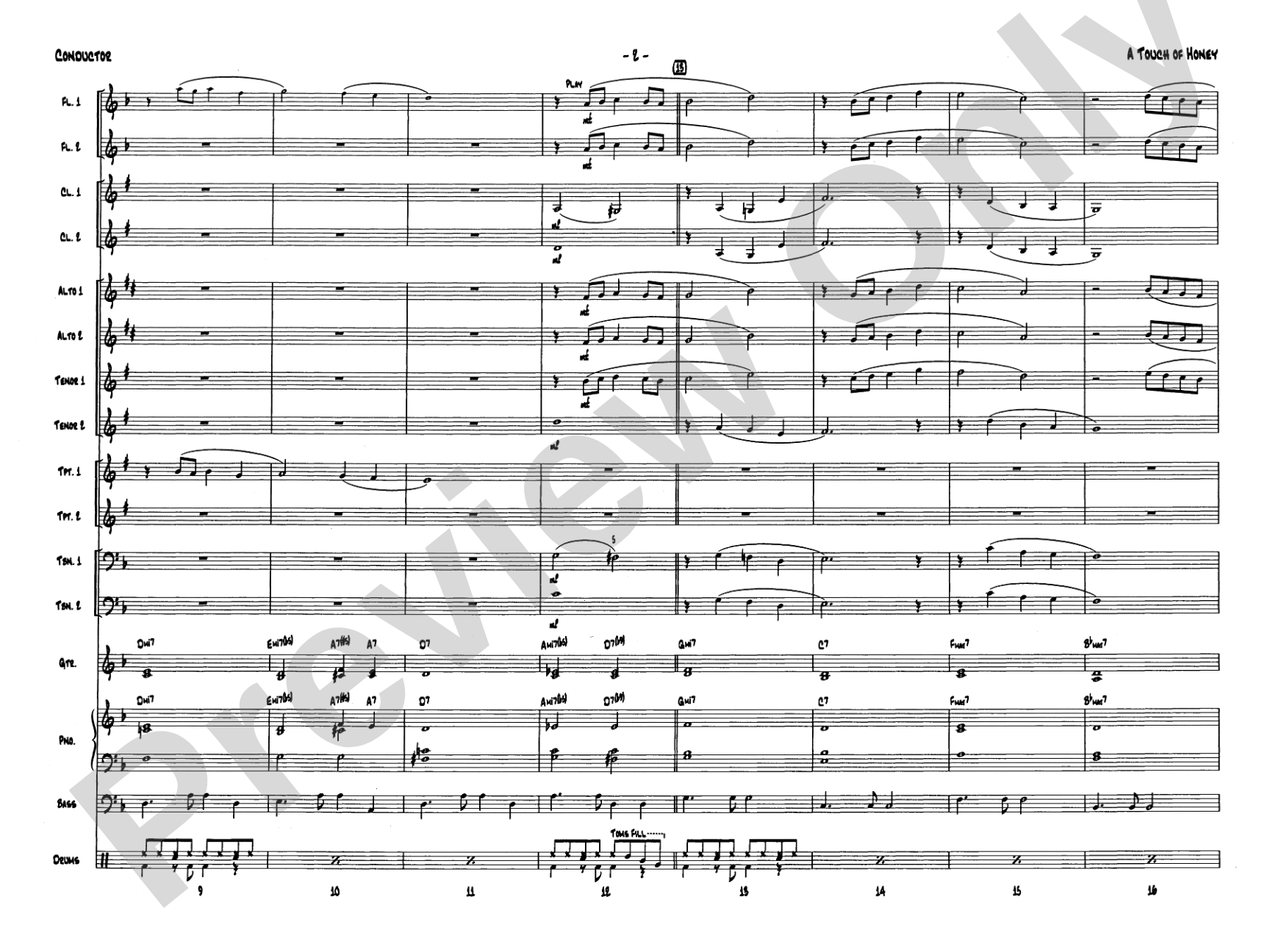 A Touch of Honey: Jazz Ensemble Conductor Score & Parts