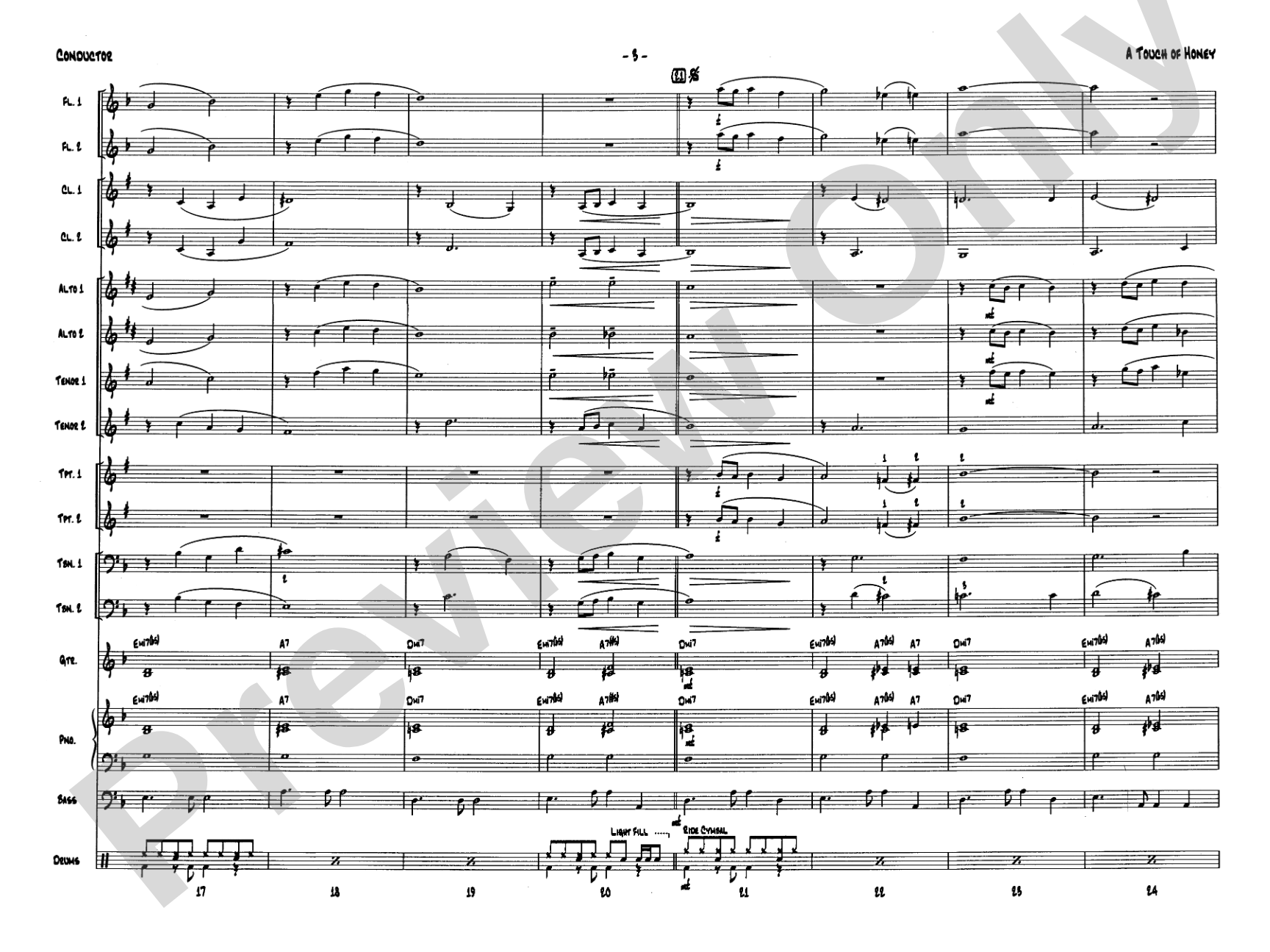 A Touch of Honey: Jazz Ensemble Conductor Score & Parts