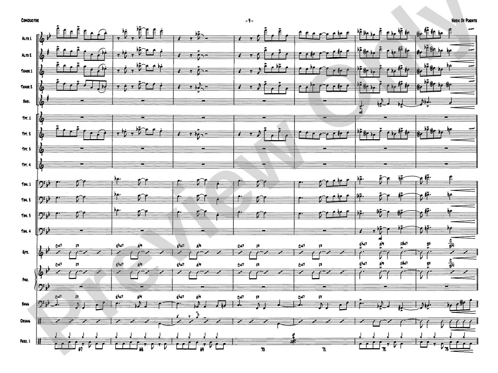 Horn of Puente: Jazz Ensemble Conductor Score & Parts