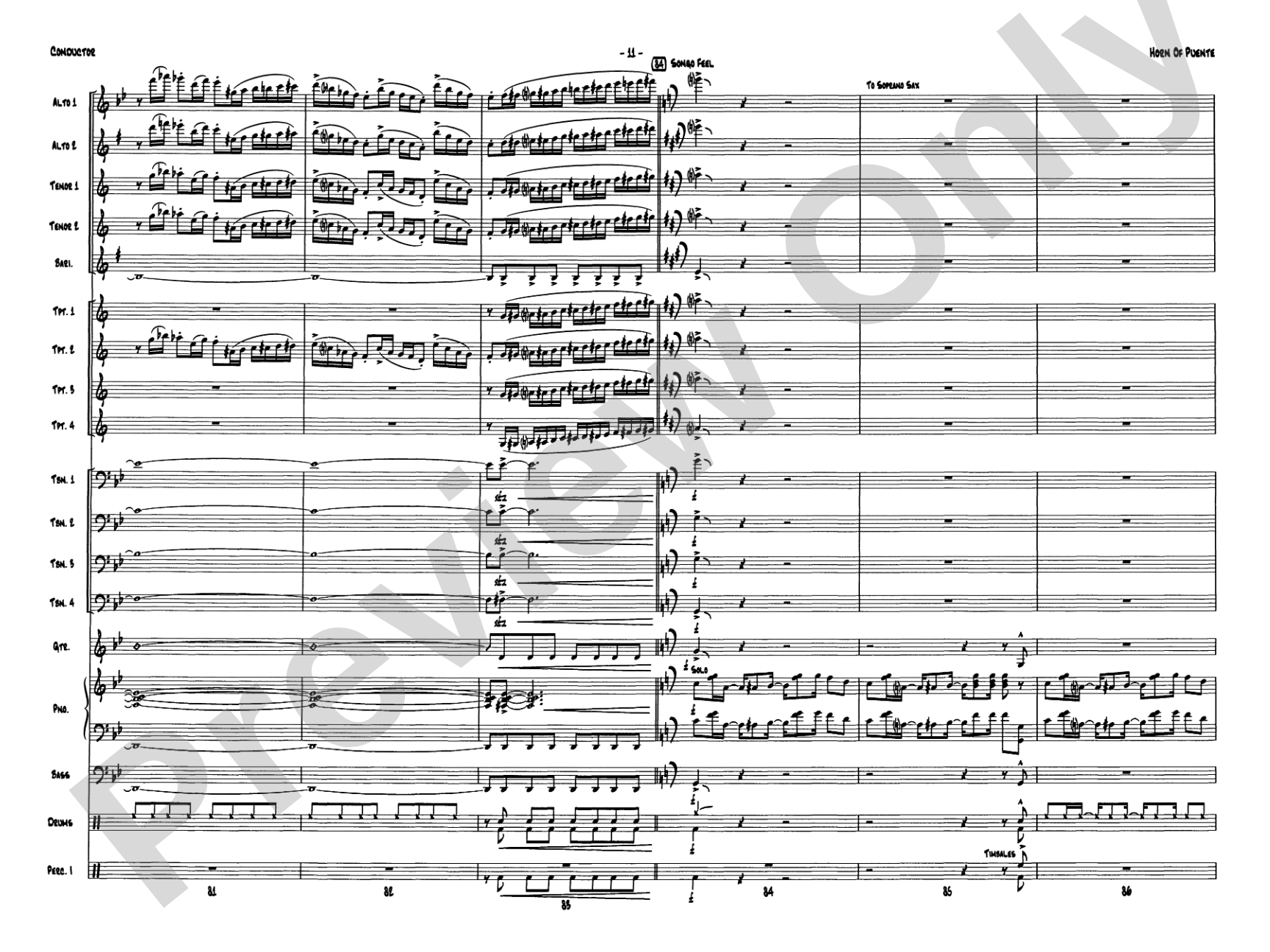 Horn of Puente: Jazz Ensemble Conductor Score & Parts