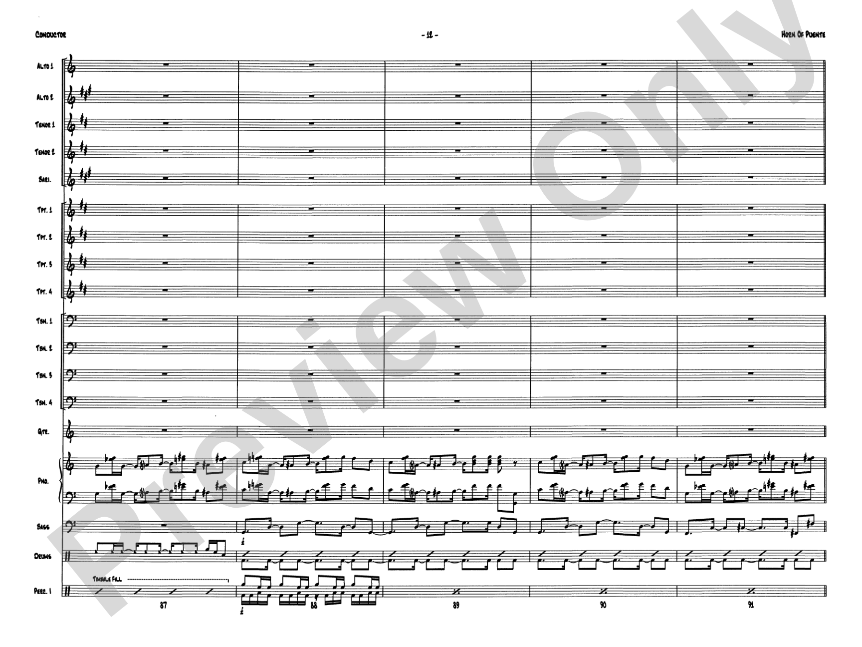 Horn of Puente: Jazz Ensemble Conductor Score & Parts