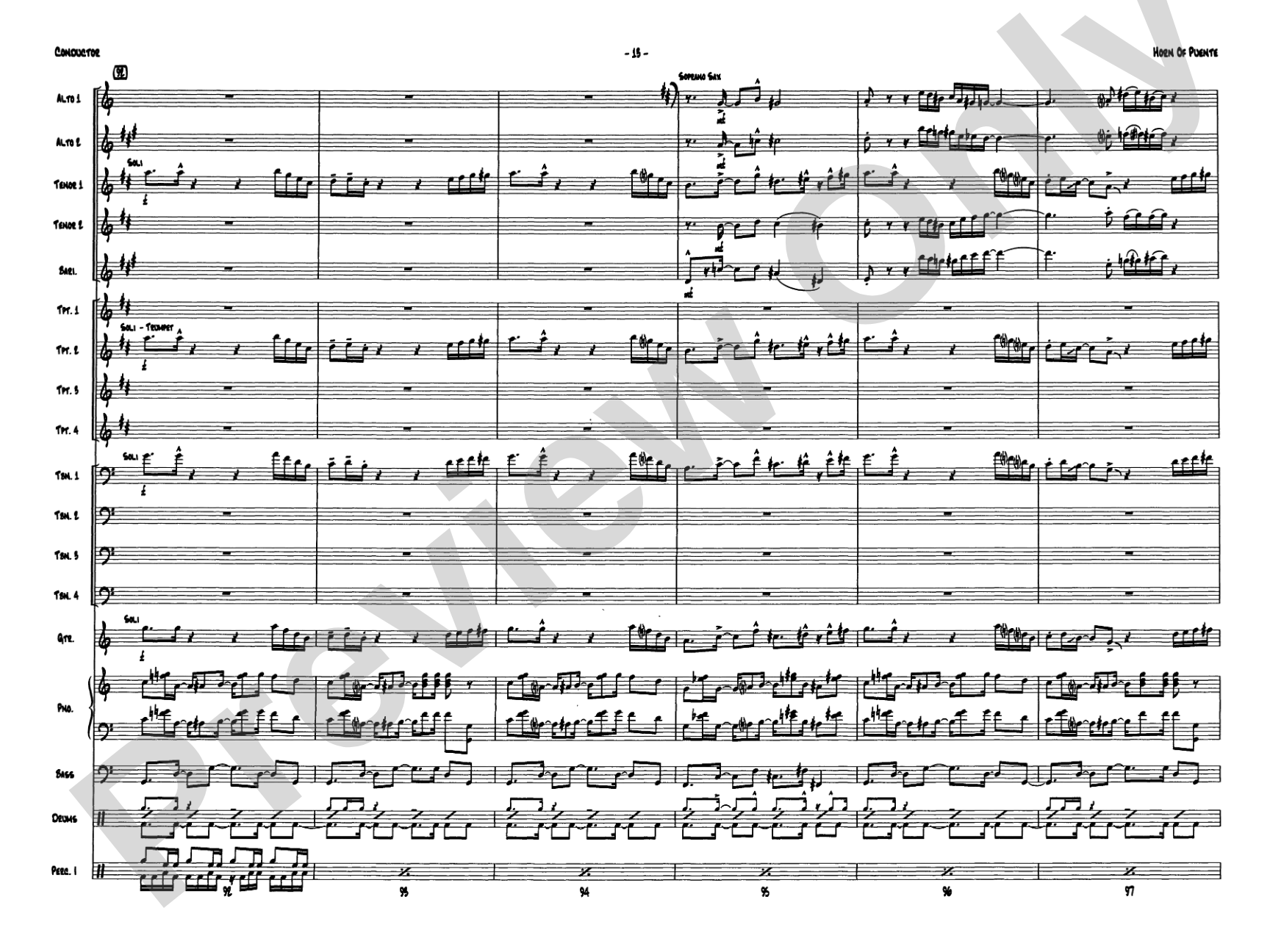Horn of Puente: Jazz Ensemble Conductor Score & Parts