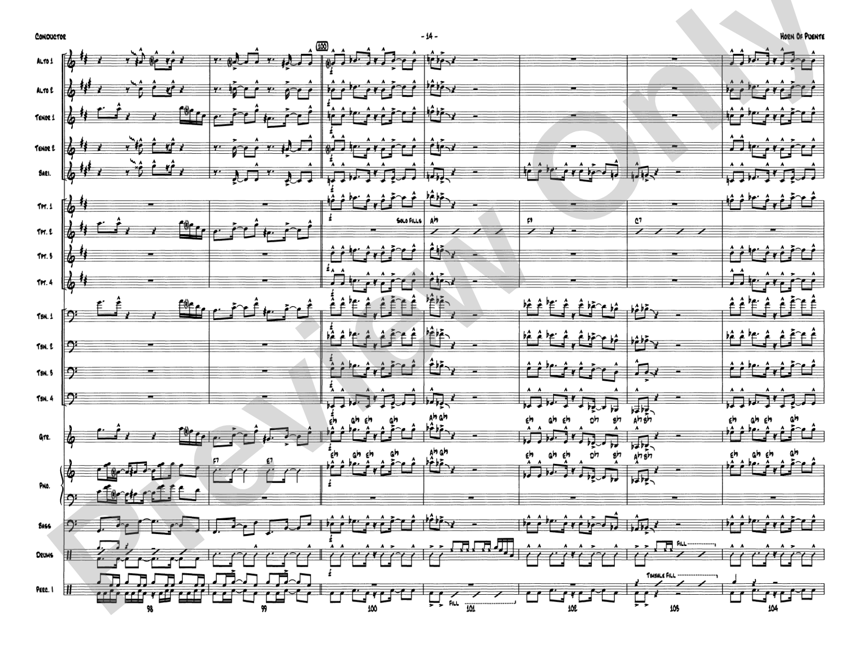 Horn of Puente: Jazz Ensemble Conductor Score & Parts