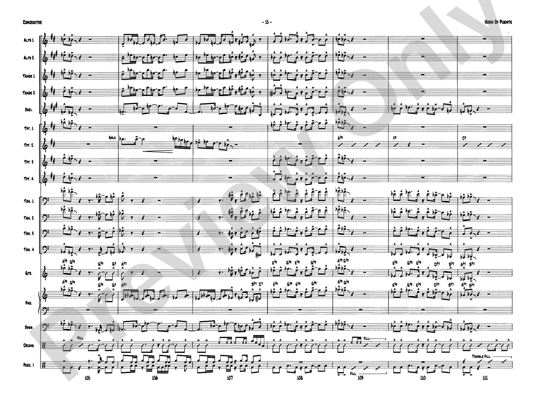 Horn of Puente: Jazz Ensemble Conductor Score & Parts