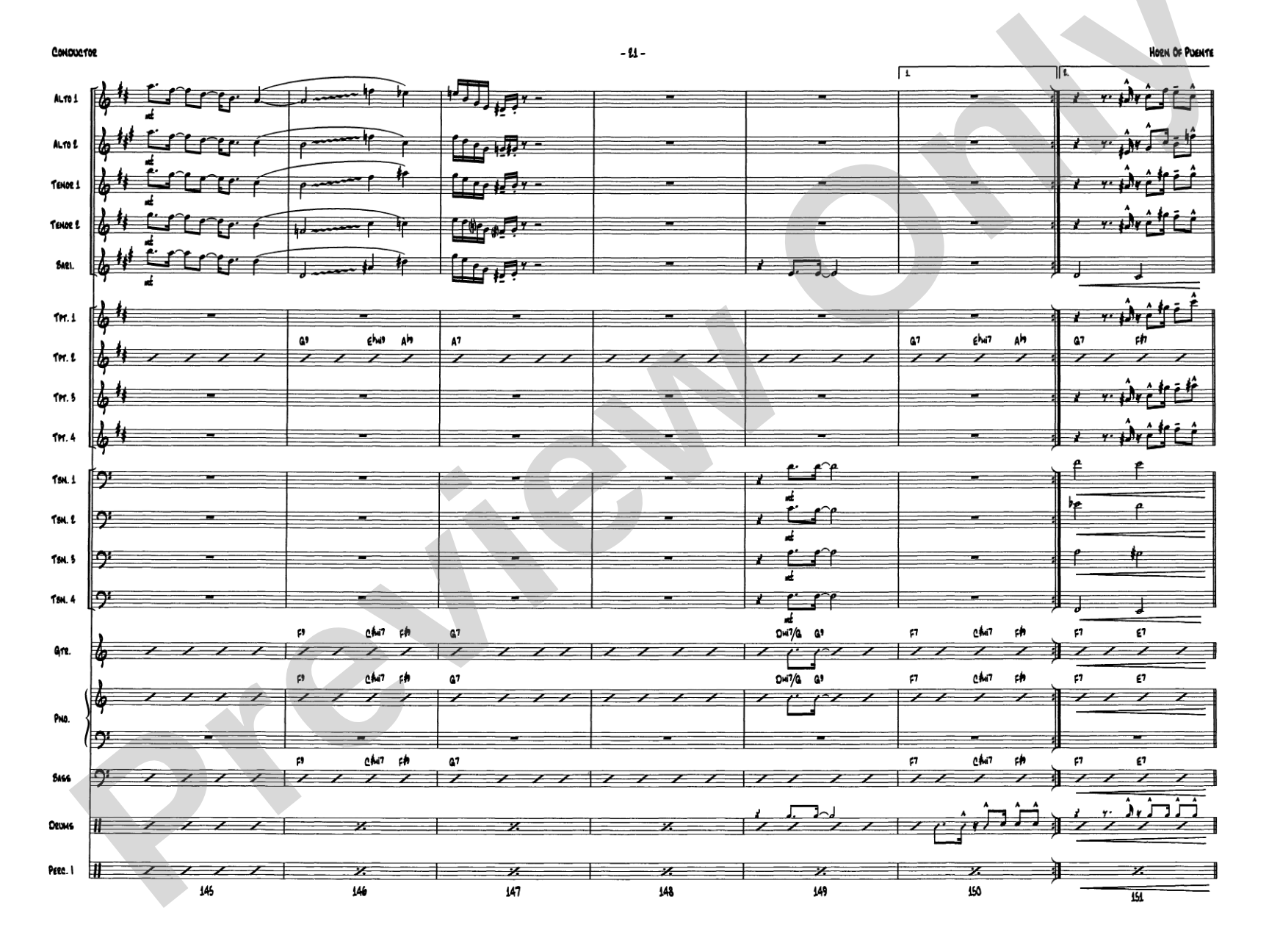 Horn of Puente: Jazz Ensemble Conductor Score & Parts
