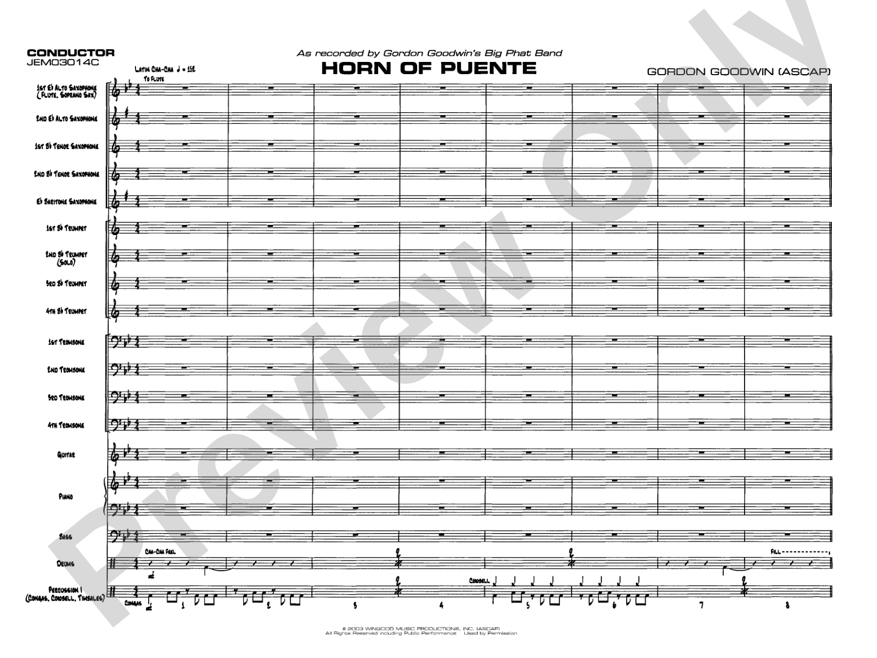 Horn of Puente: Jazz Ensemble Conductor Score & Parts