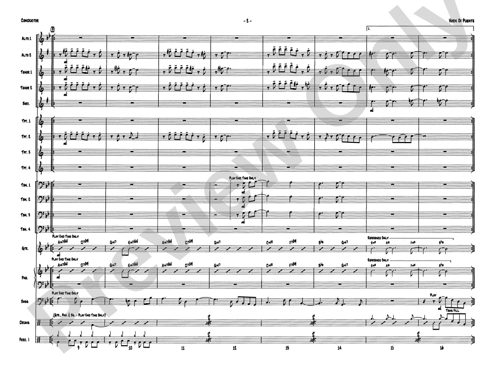 Horn of Puente: Jazz Ensemble Conductor Score & Parts