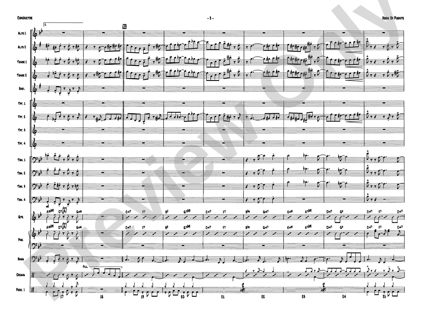 Horn of Puente: Jazz Ensemble Conductor Score & Parts