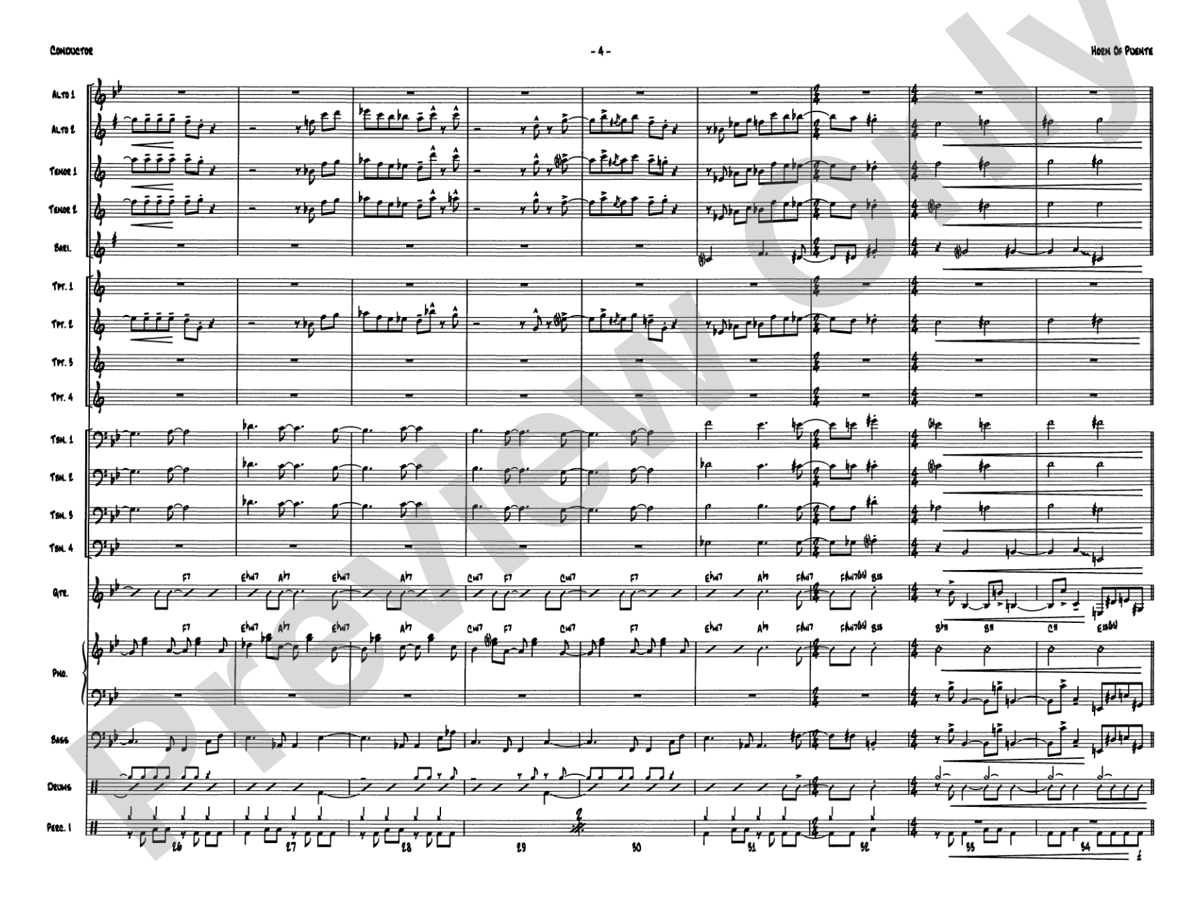Horn of Puente: Jazz Ensemble Conductor Score & Parts