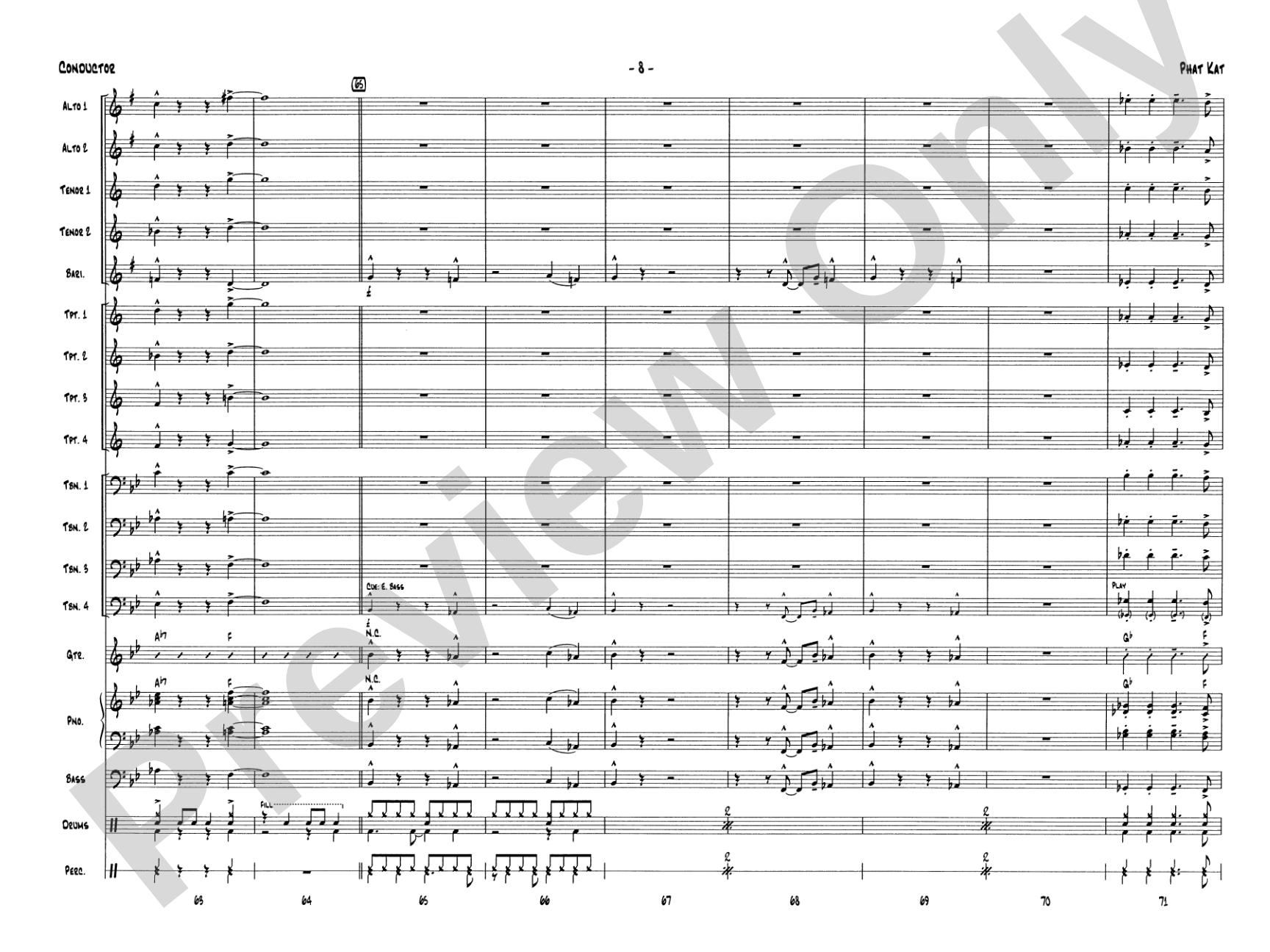 Phat Kat: Jazz Ensemble Conductor Score & Parts