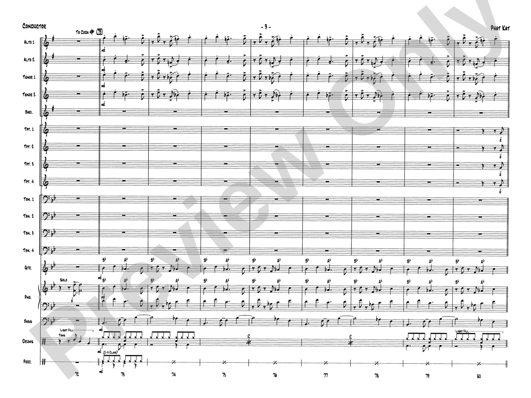 Phat Kat: Jazz Ensemble Conductor Score & Parts