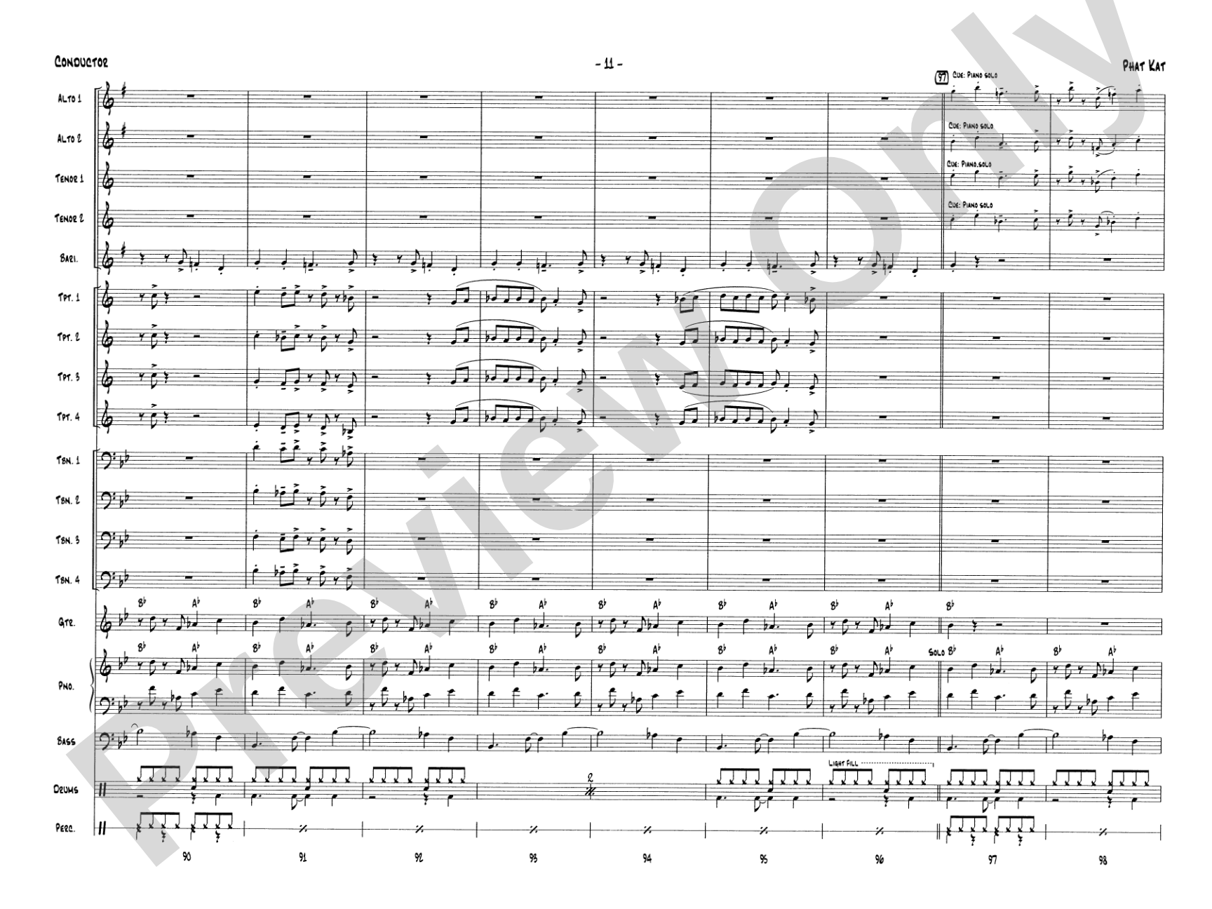 Phat Kat: Jazz Ensemble Conductor Score & Parts
