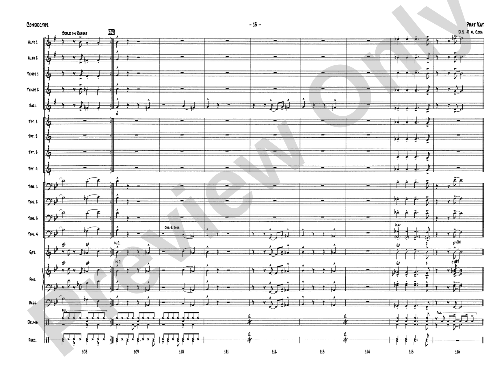 Phat Kat: Jazz Ensemble Conductor Score & Parts