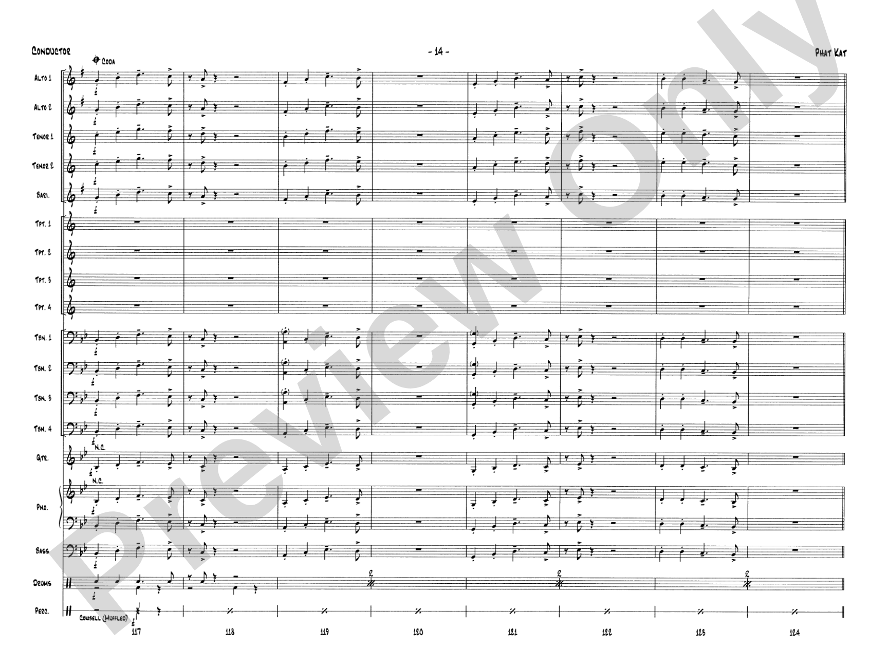 Phat Kat: Jazz Ensemble Conductor Score & Parts