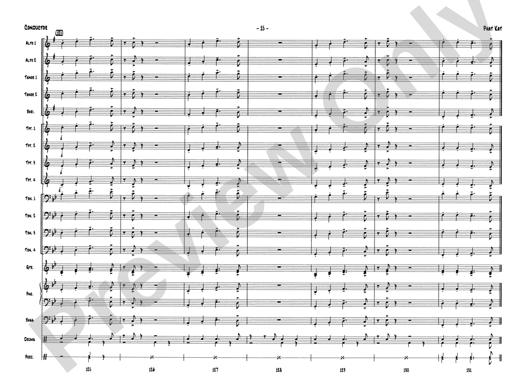 Phat Kat: Jazz Ensemble Conductor Score & Parts