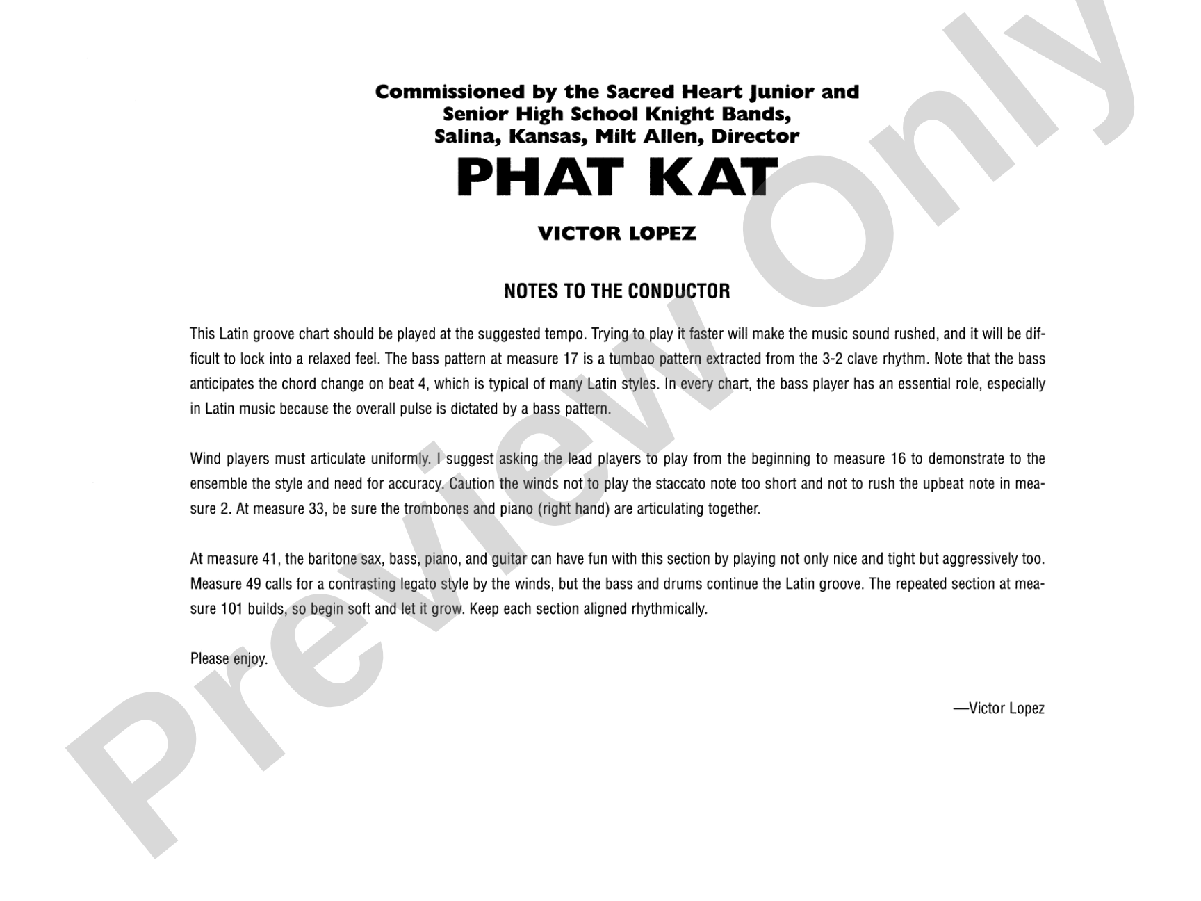 Phat Kat: Jazz Ensemble Conductor Score & Parts
