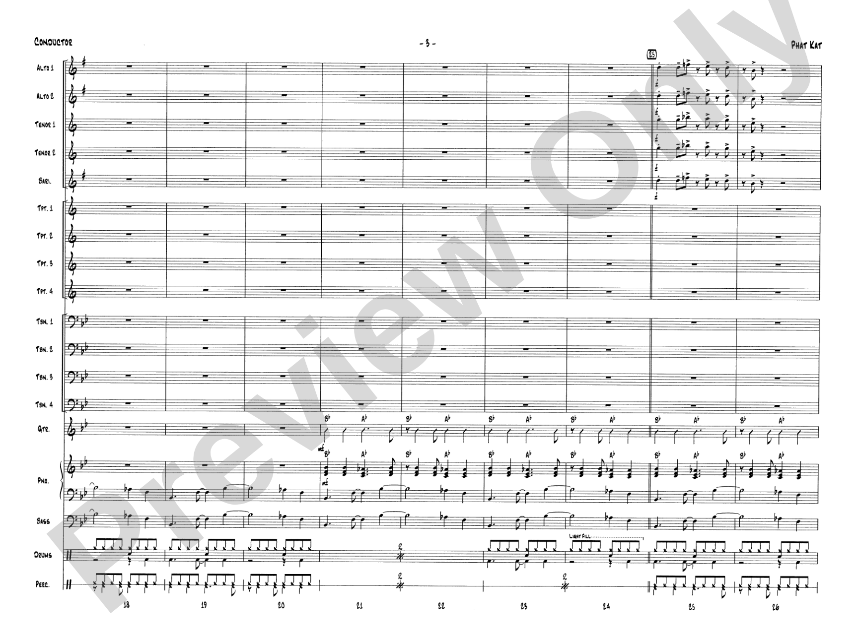 Phat Kat: Jazz Ensemble Conductor Score & Parts