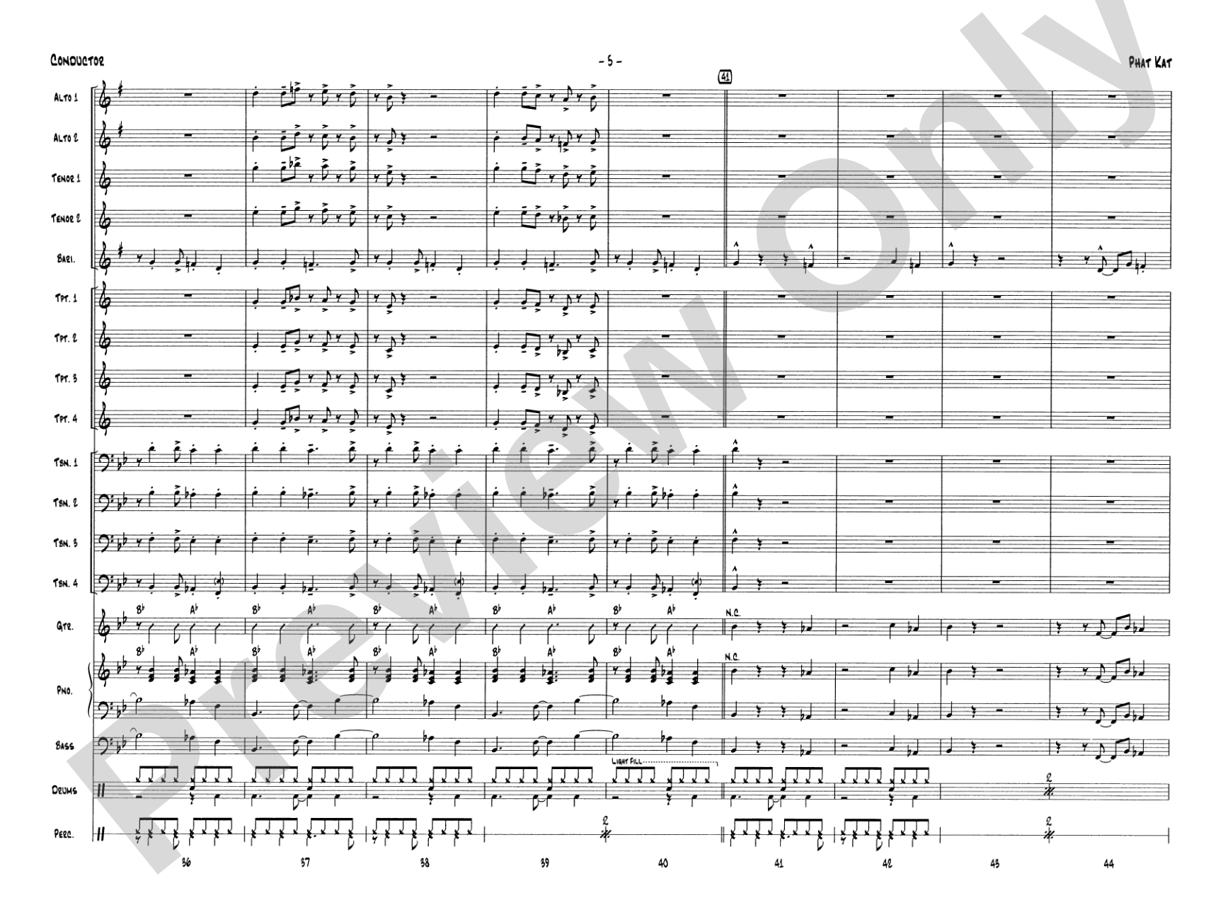 Phat Kat: Jazz Ensemble Conductor Score & Parts