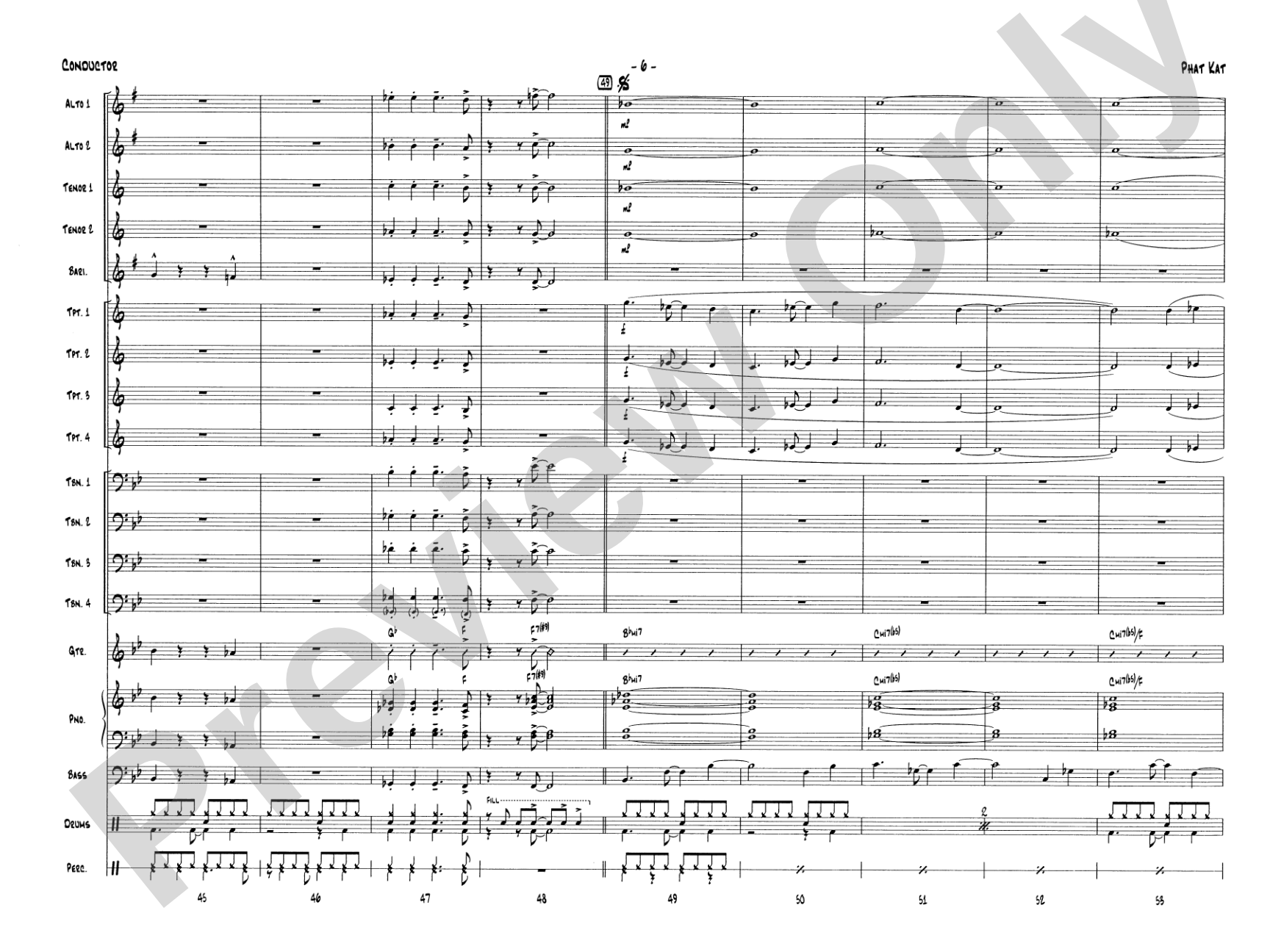 Phat Kat: Jazz Ensemble Conductor Score & Parts