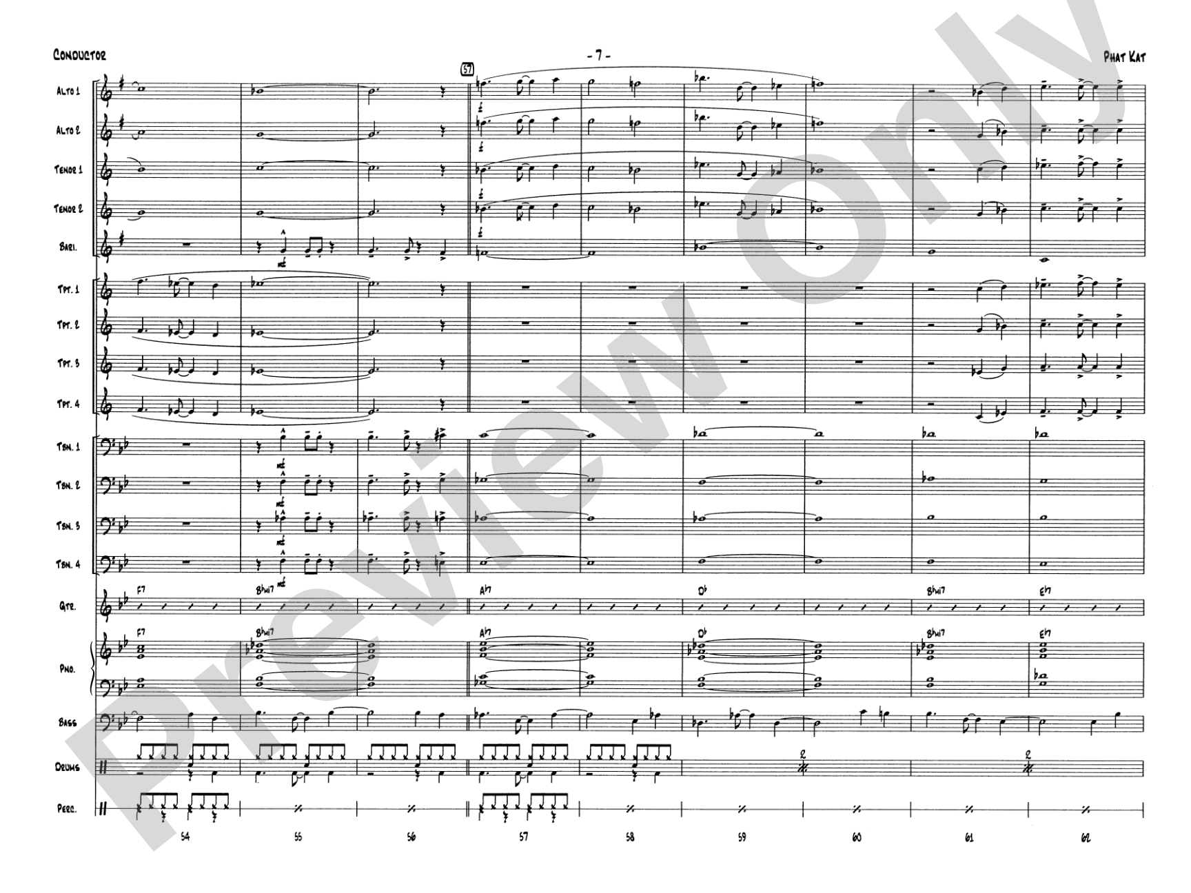 Phat Kat: Jazz Ensemble Conductor Score & Parts