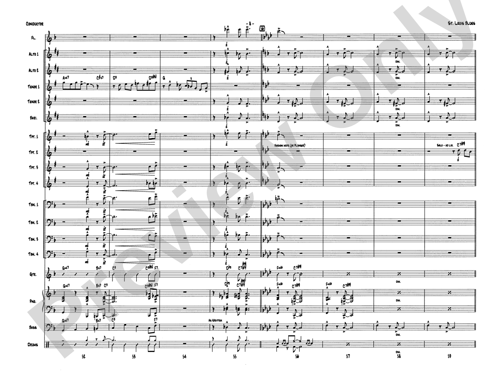 St. Louis Blues: Jazz Ensemble Conductor Score & Parts